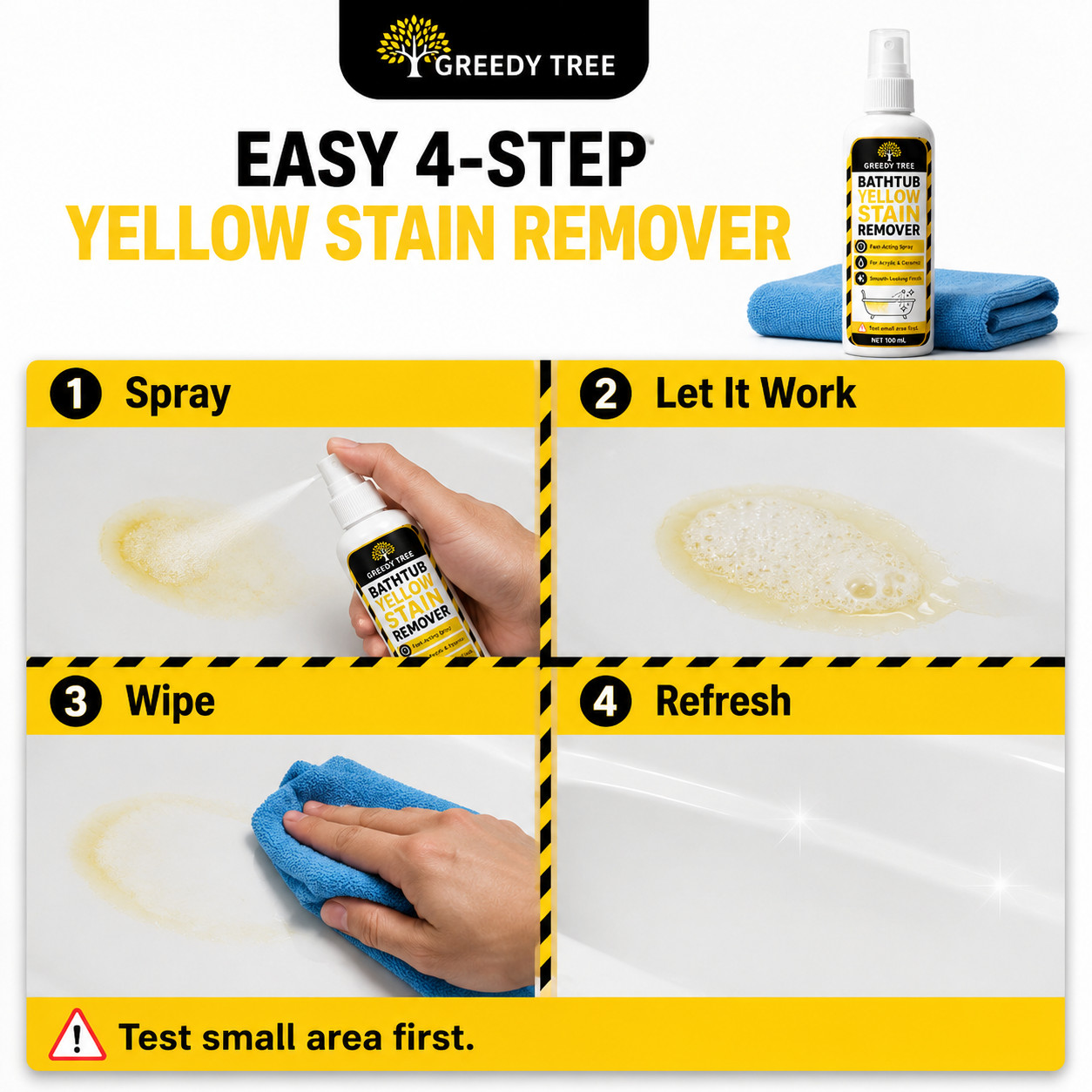 Tub Yellow Stain Cleaner Spray For Acrylic Ceramic And Plastic Surfaces