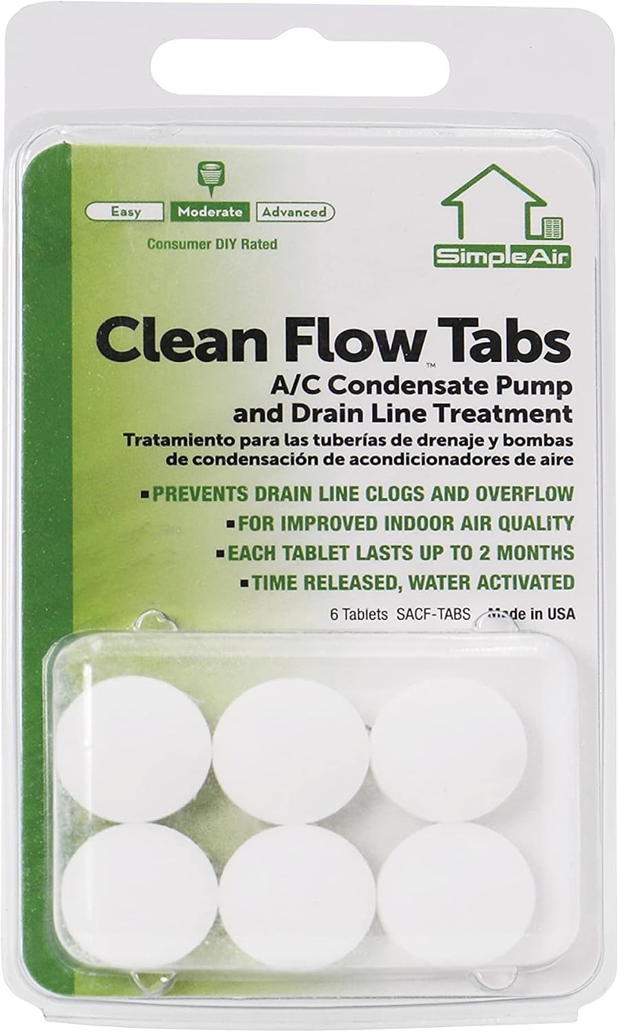 Clean Flow Tabs for AC Units & HVAC – 6 Pack for Optimal Drain Maintenance