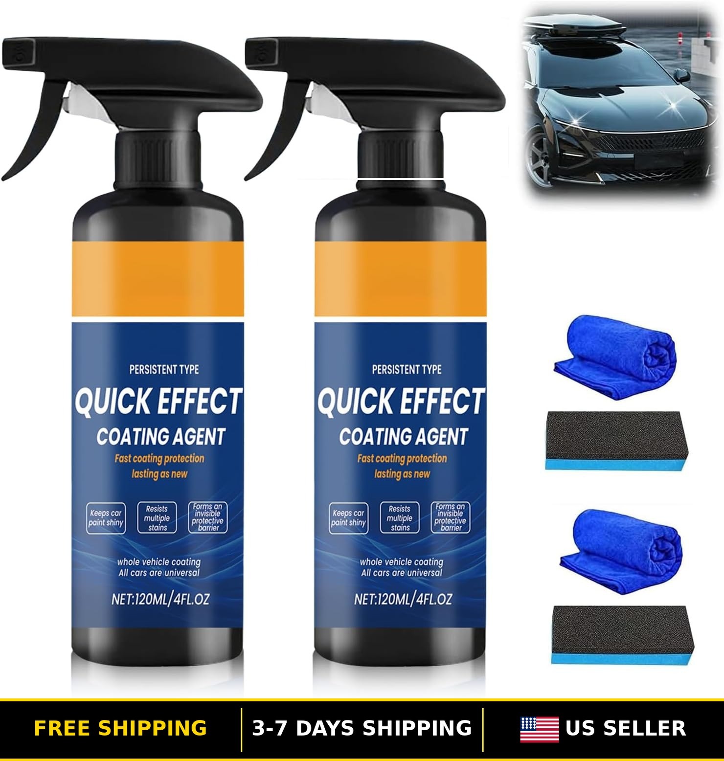 2Pcs Quick Effect Car Coating Spray, Advanced Paint Protection Agent
