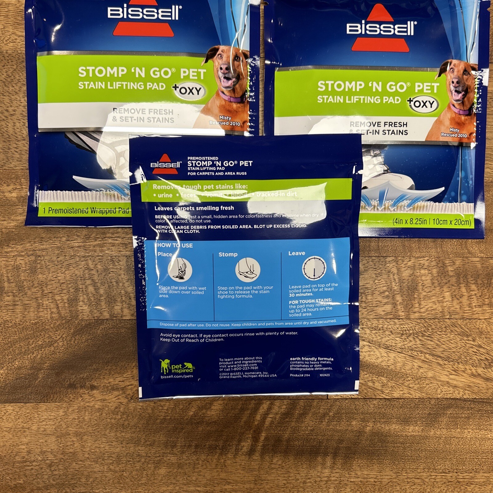 Bissell Stomp N Go Pet Stain Lifting Pads Oxy 3 Packs Brand New Sealed