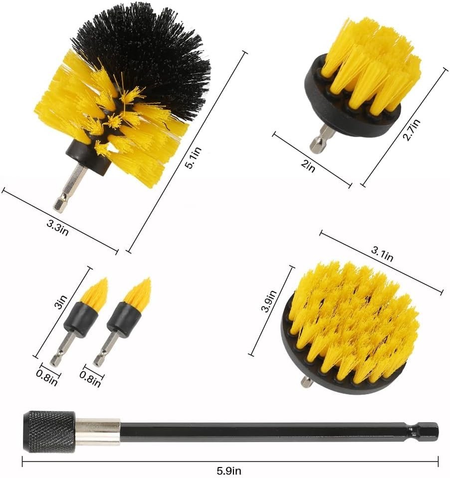 8 Pcs Drill Brush Attachment Set, Power Cleaning Scrub Brush Kit with Extend Lon