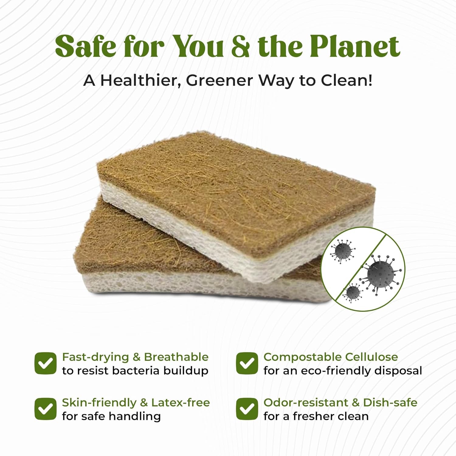 12 Pack Natural Kitchen Sponges – Biodegradable, Compostable, Sustainable Wood