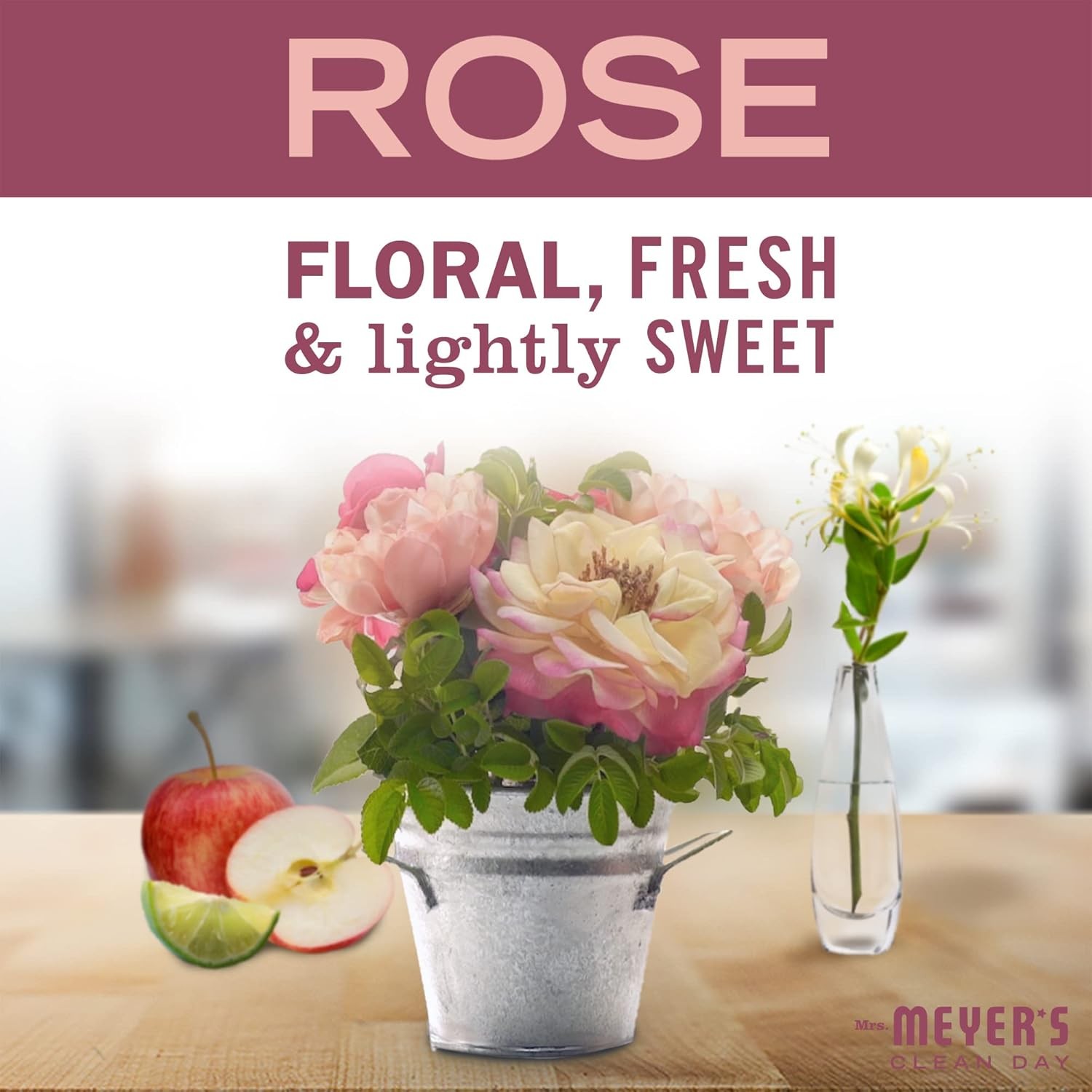 3-PACK Mrs. Meyer’s Rose Dish Soap 16 oz Concentrated Biodegradable NEW
