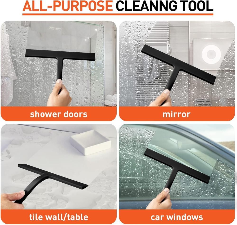 Silicone Squeegee Streak Free Glass Cleaner Shower Mirror Tile Car Window