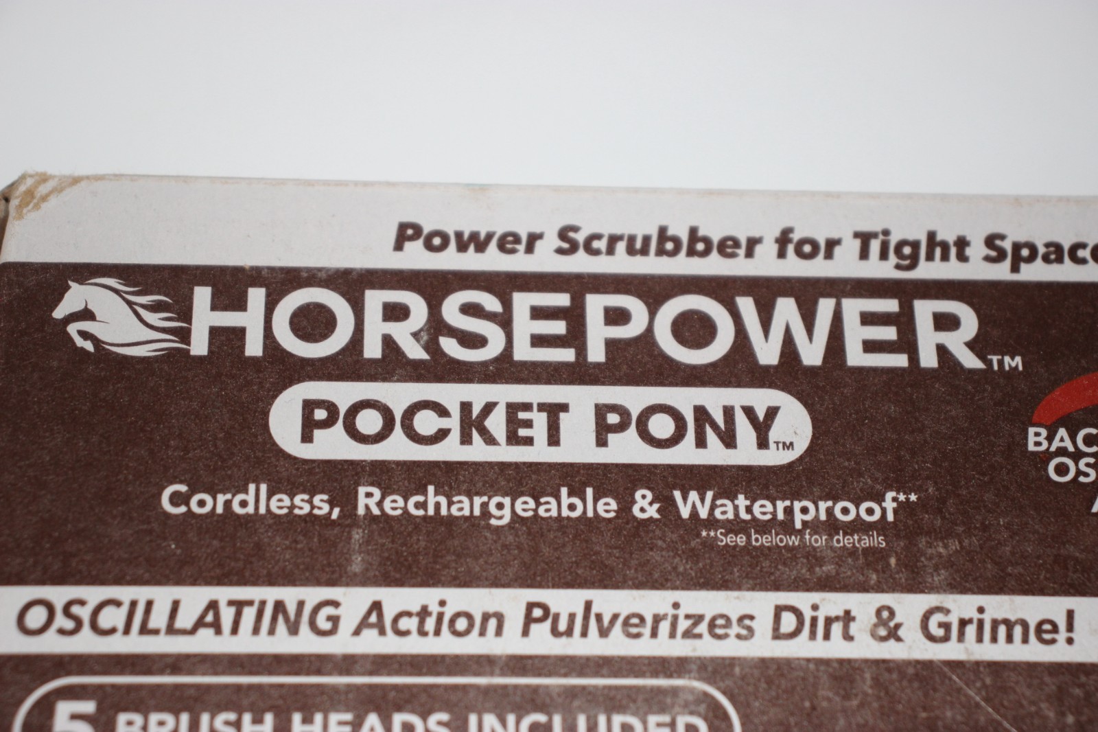 NEW Horsepower Pocket Pony Power Scrubber Grout Housecleaning Cordless 5 Brush