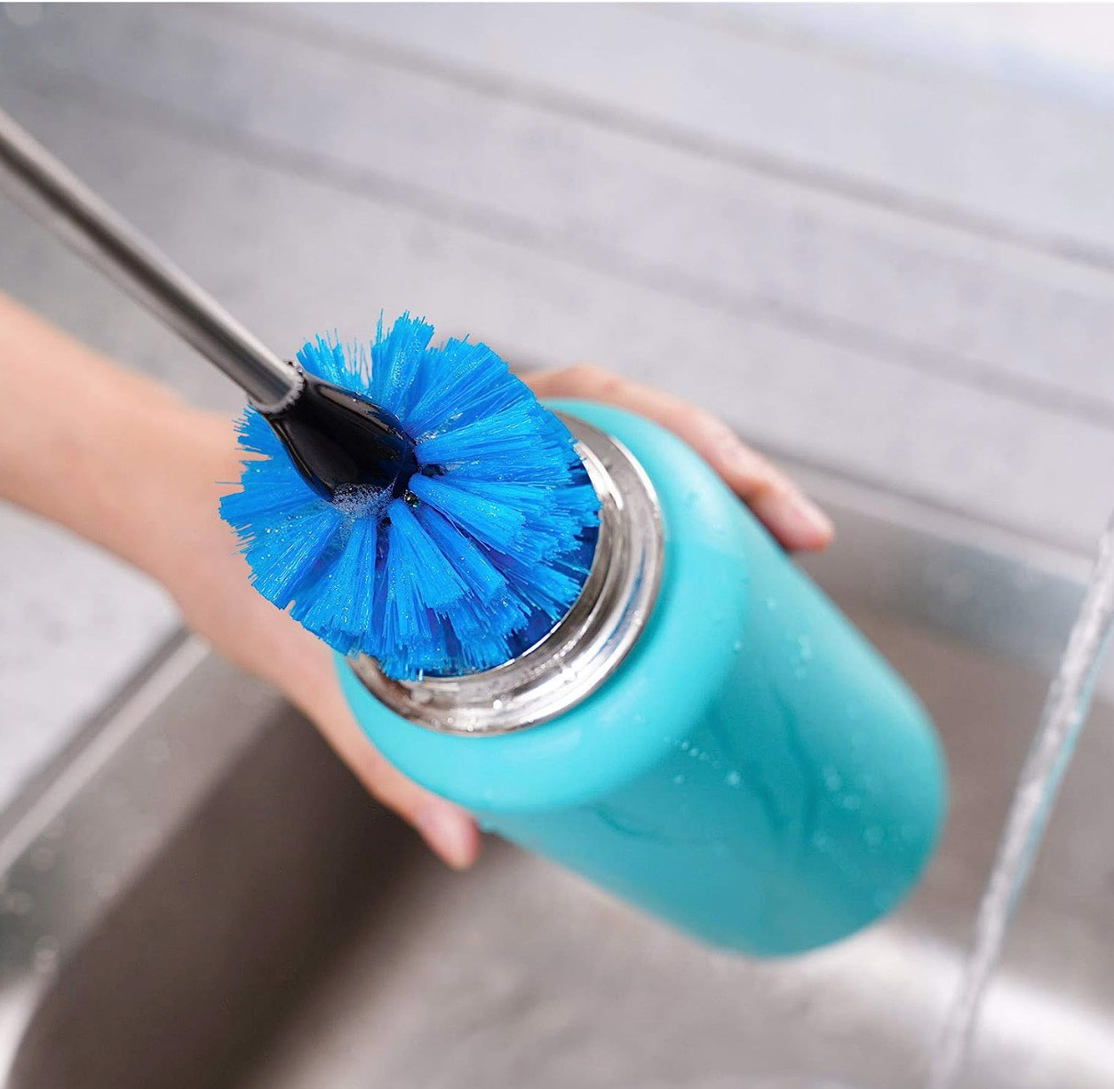 Stainless Steel Bottle Cleaning Brush Set Nylon Bristle, Long Handled, Versatile