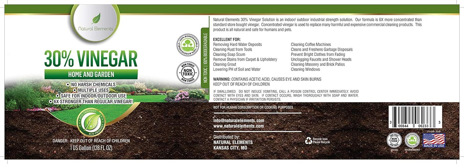 Natural Elements 30% Vinegar 4 Pack 1 Gallon Pack Home And Garden Vinegar