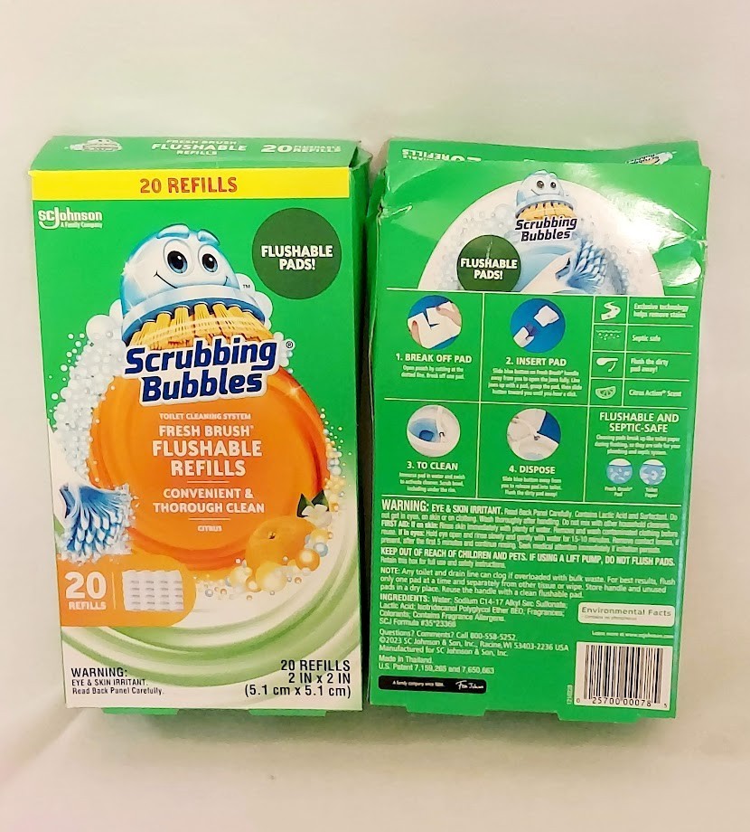 40 Pieces Scrubbing Bubbles FRESH BRUSH Flushable Toilet Cleaning Refill Heads