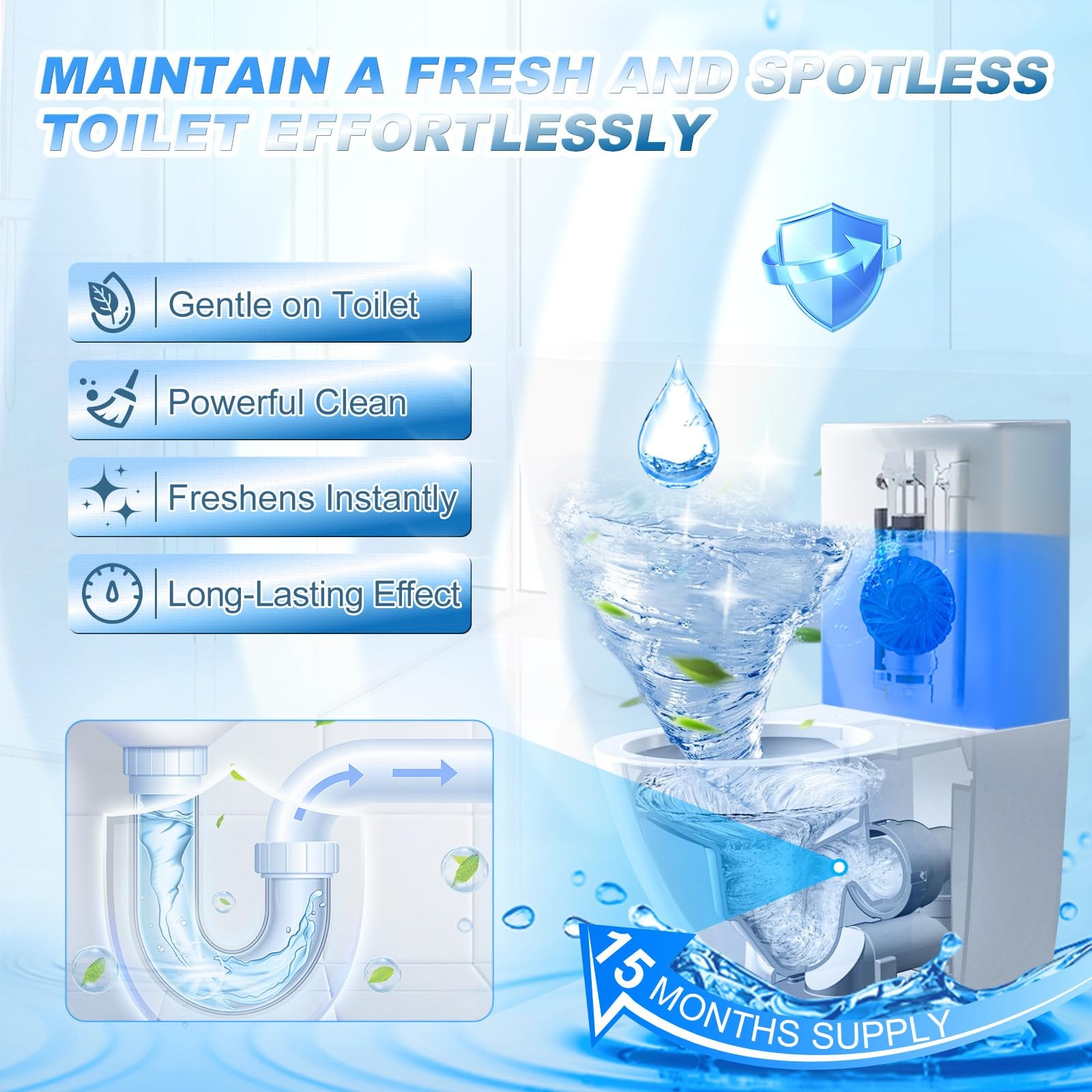 Multipurpose Bathroom Cleaners, 54 Pack Commercial & Household Toilet Bowl Cl…