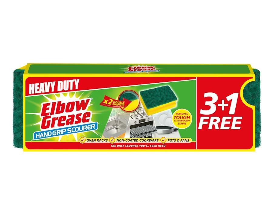 Elbow Grease Handgrip Scourer 4-Pack, Removes Tough & Stubborn Stains