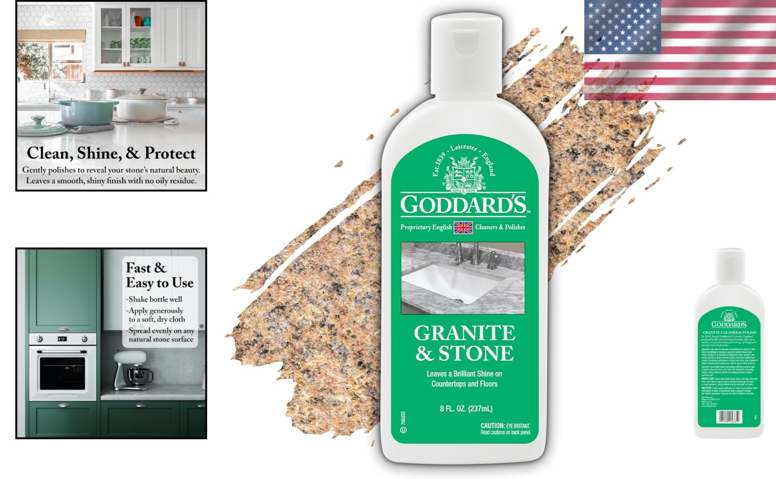 Goddard’s 8oz Granite & Marble Polish – Brilliant Shine & Water Stain Protection