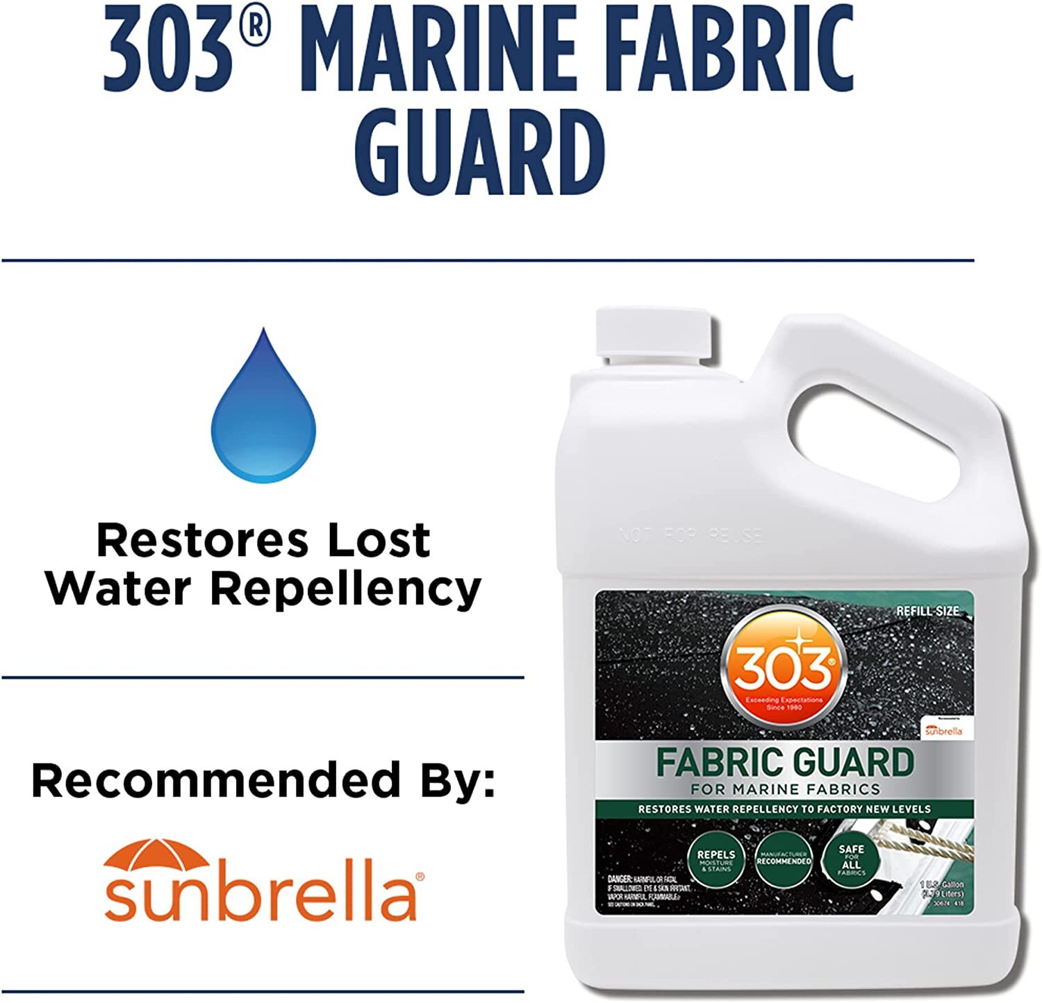 303 Marine Fabric Guard Restores Water Stain Repellency to Factory New Levels 1