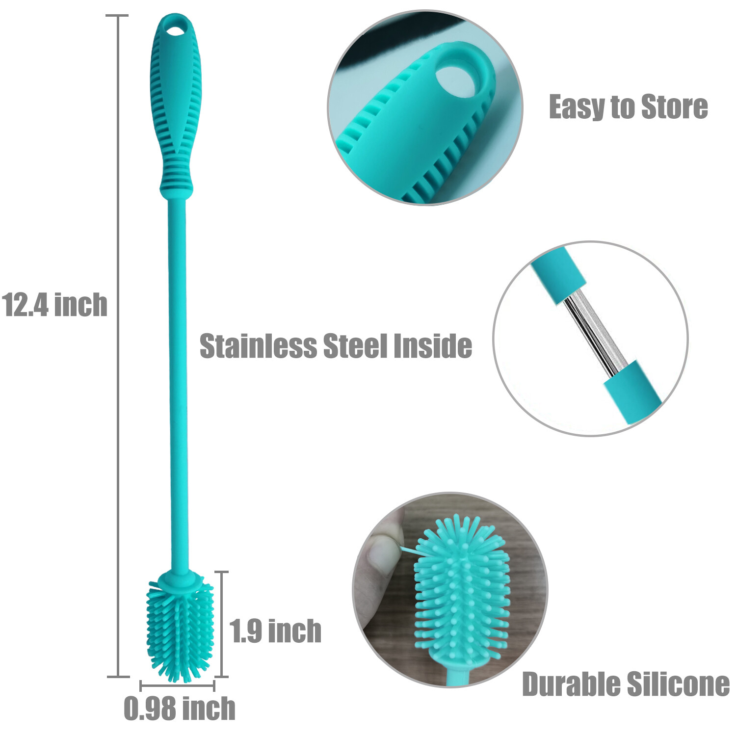 2 Pack Silicone Bottle Brush Cleaner Lab Cleaning Brush for Baby Bottles Blue