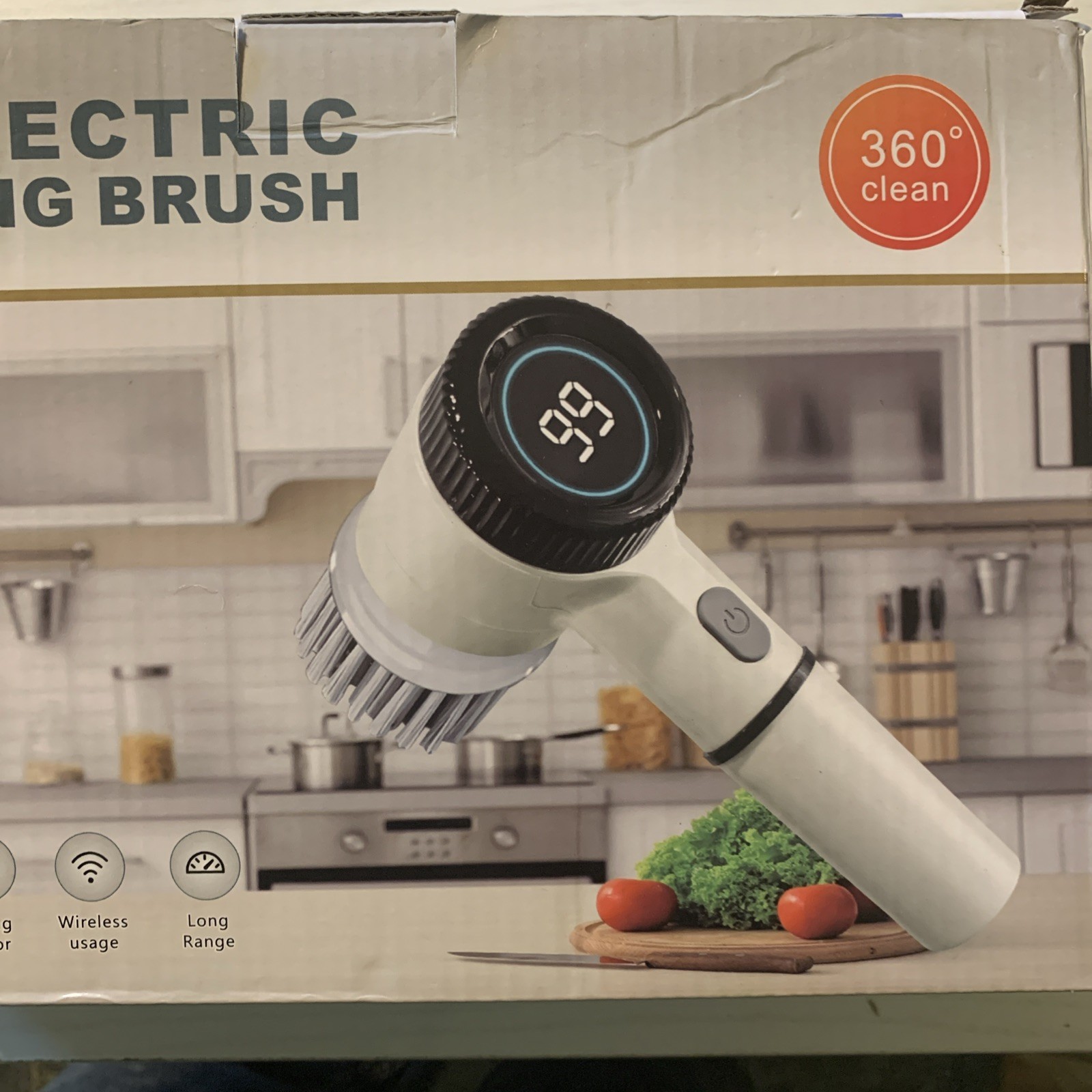 Cordless Electric Spin Scrubber 3-Speed Power Cleaning Brush w/Battery Display