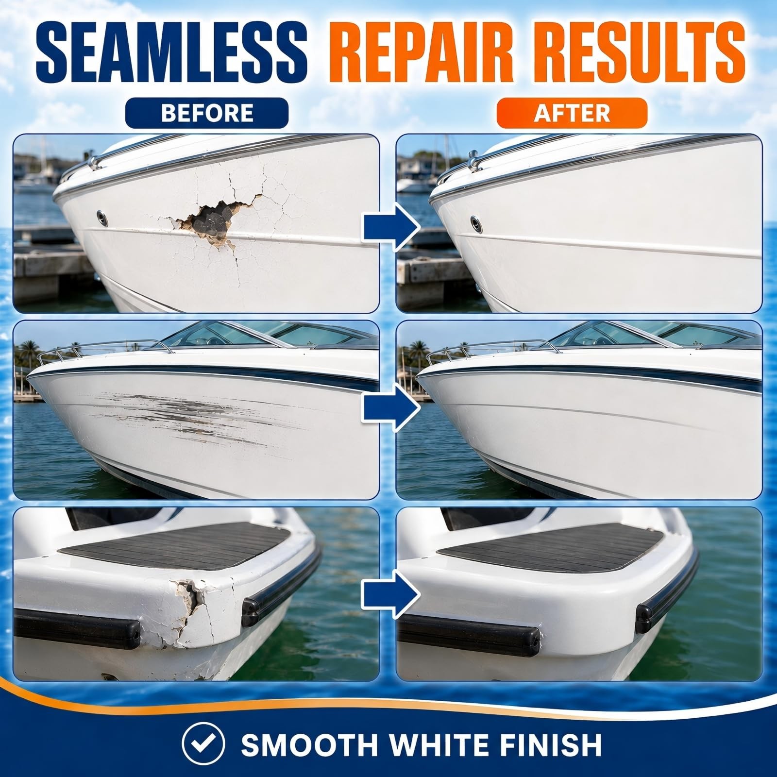 Marine Fiberglass Repair Kit for Boats, Gel Coat Repair Kit with Waterproof E…