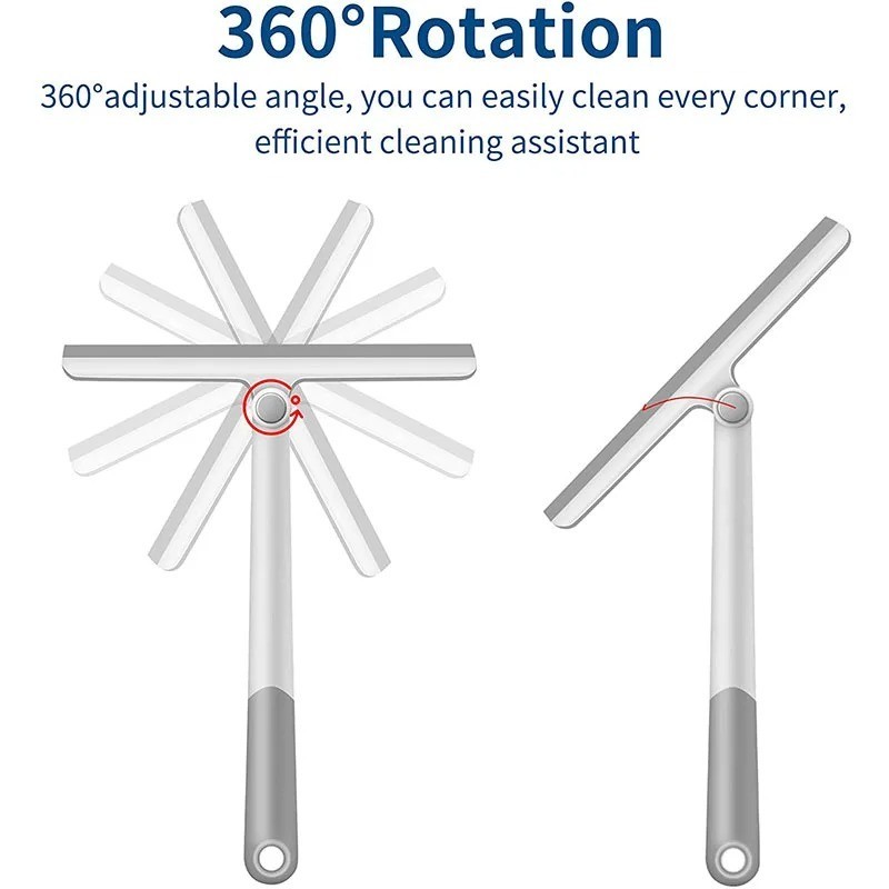 360° Rotatable Shower Squeegee Glass Wiper Silicone Bathroom Cleaner