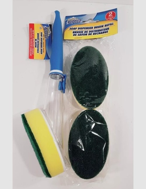 Scrub Buddies Liquid Dispensing Sponge Brush BONUS 2 Scrub Sponge Pads
