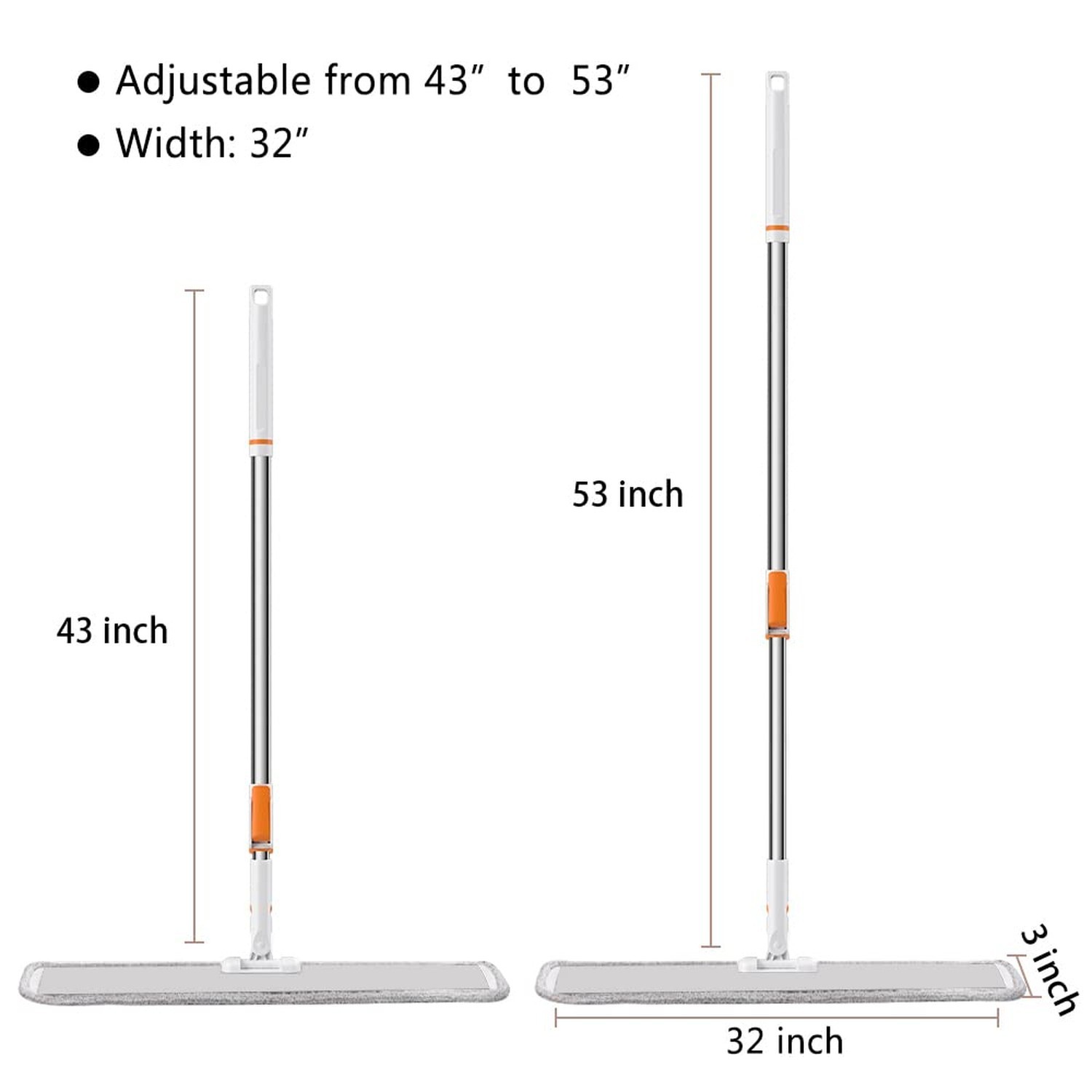 Microfiber Flat Mop 32 in Large Mops for Floor Cleaning Commercial Dust Dry W…