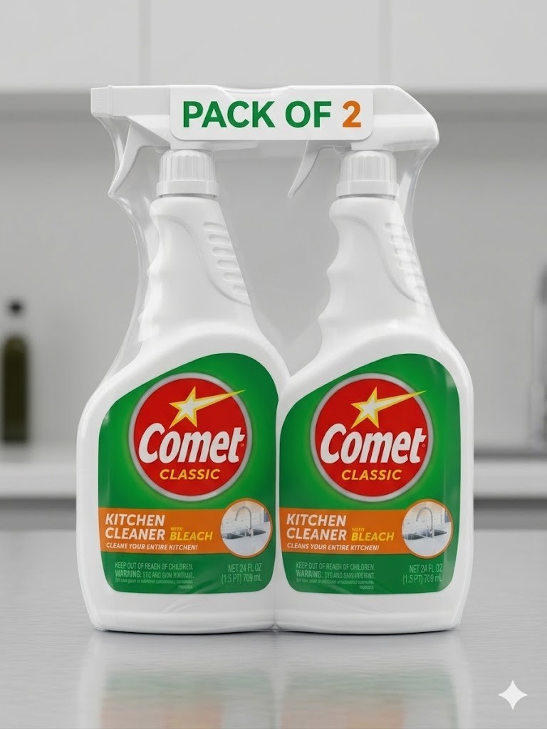 2 PACK- Comet All Purpose Cleaner With Bleach for Bathroom and Kitchen 24 Fl Oz