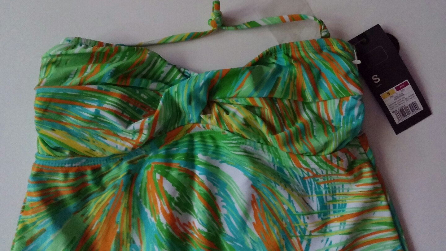 MOSSIMO SWIM-TOP REMOVABLE PADS GREEN MULTI-COLOR SIZE SMALL NWT RETAIL $24.99