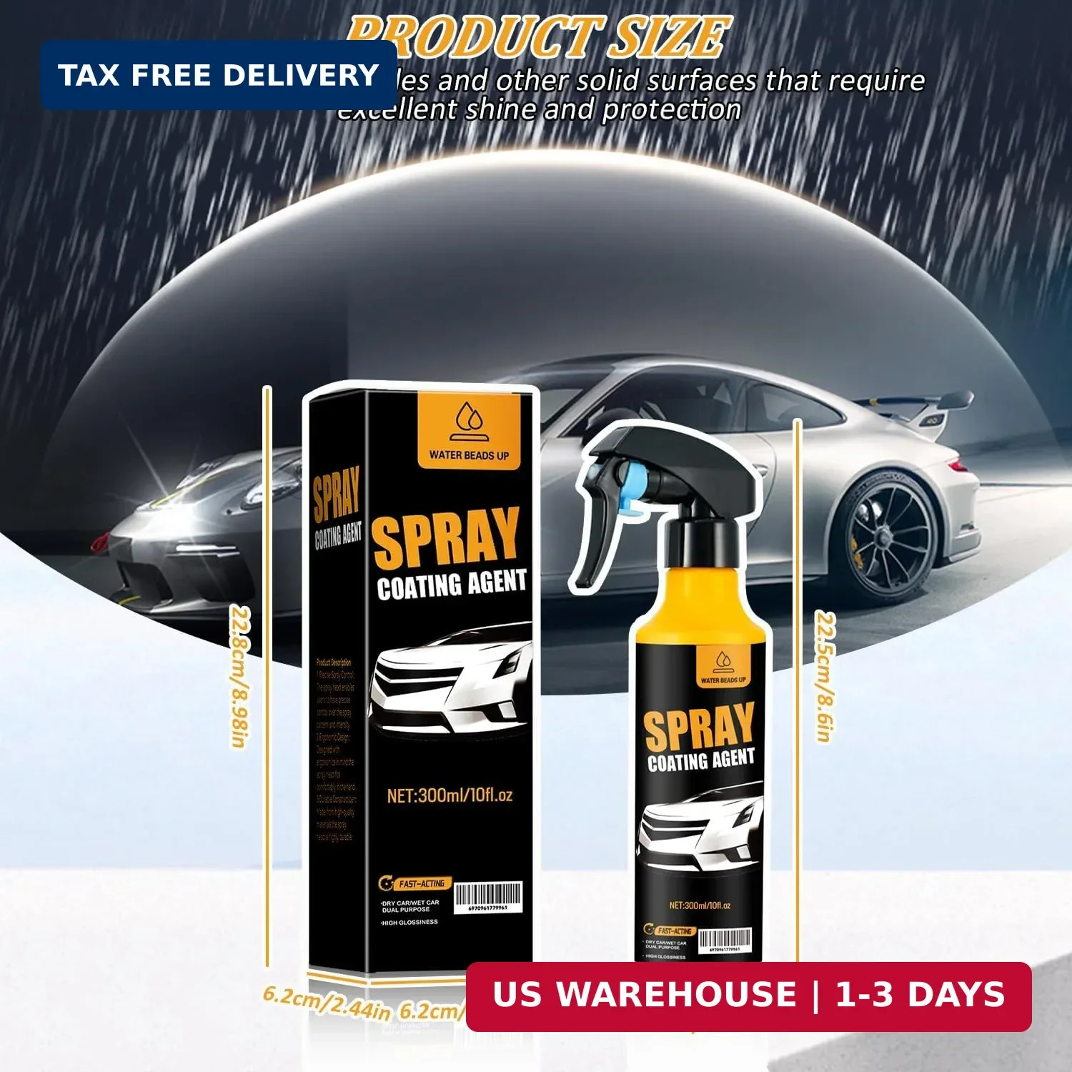 300ml Nano Car Coating Spray Kit, Nano Hydrophobic Ceramic Coating, Auto Paint P