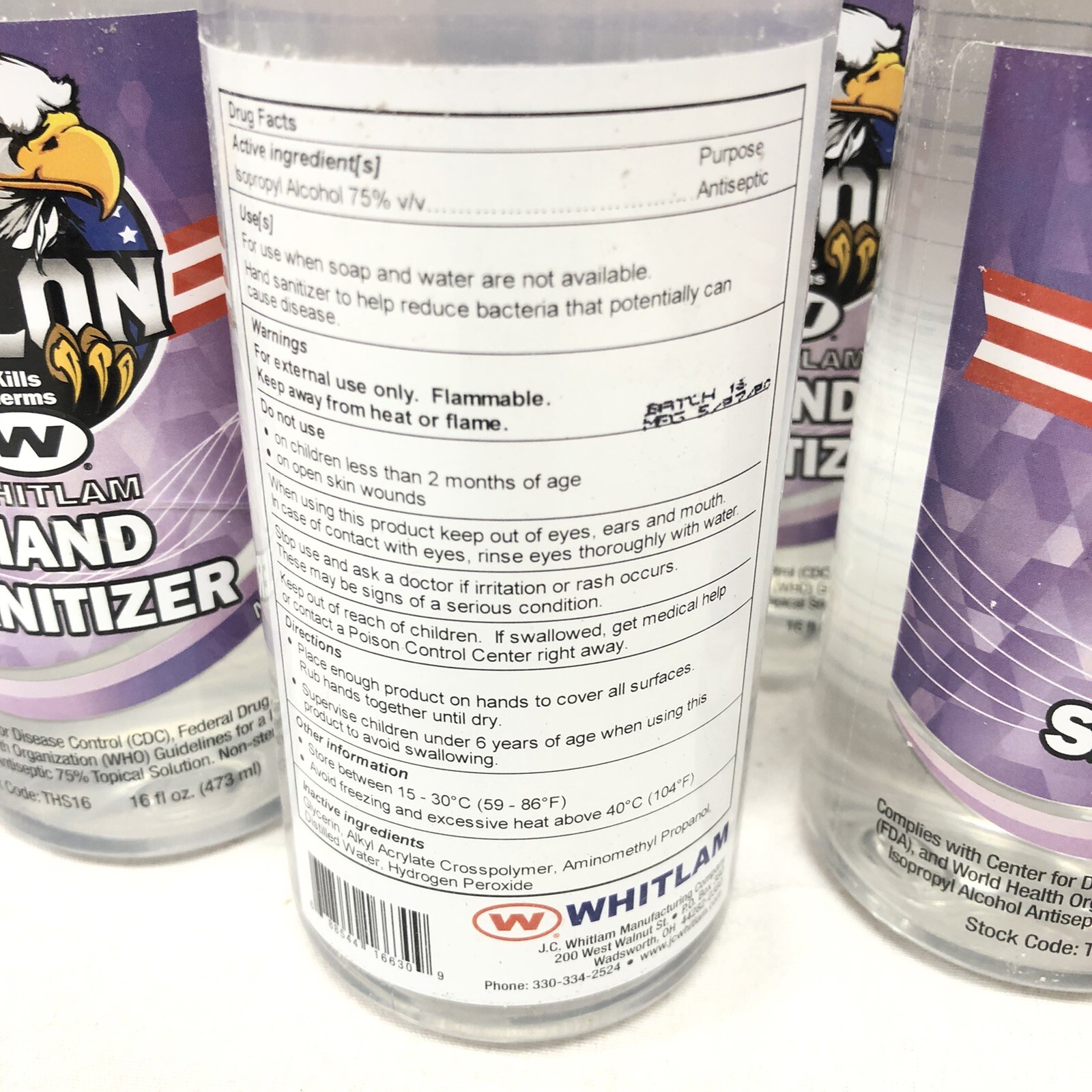 12 Bottles of Whitlam Talon Moisturized Hand Cleanser New THS16 16 FL OZ Each