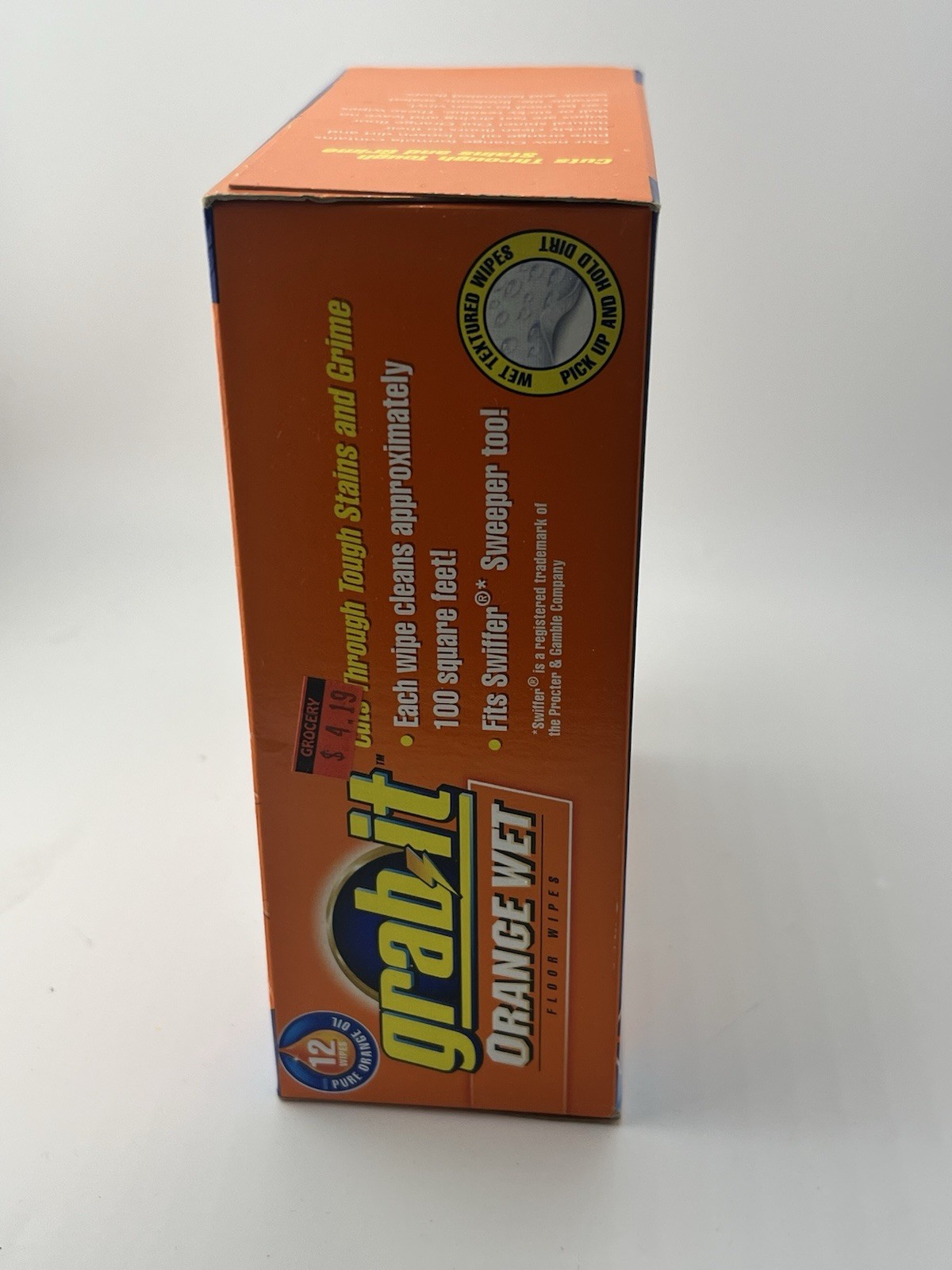 SC Johnson Grab-It Pure Orange Oil Wet 12 Disposable Floor Wipes NEW SEALED