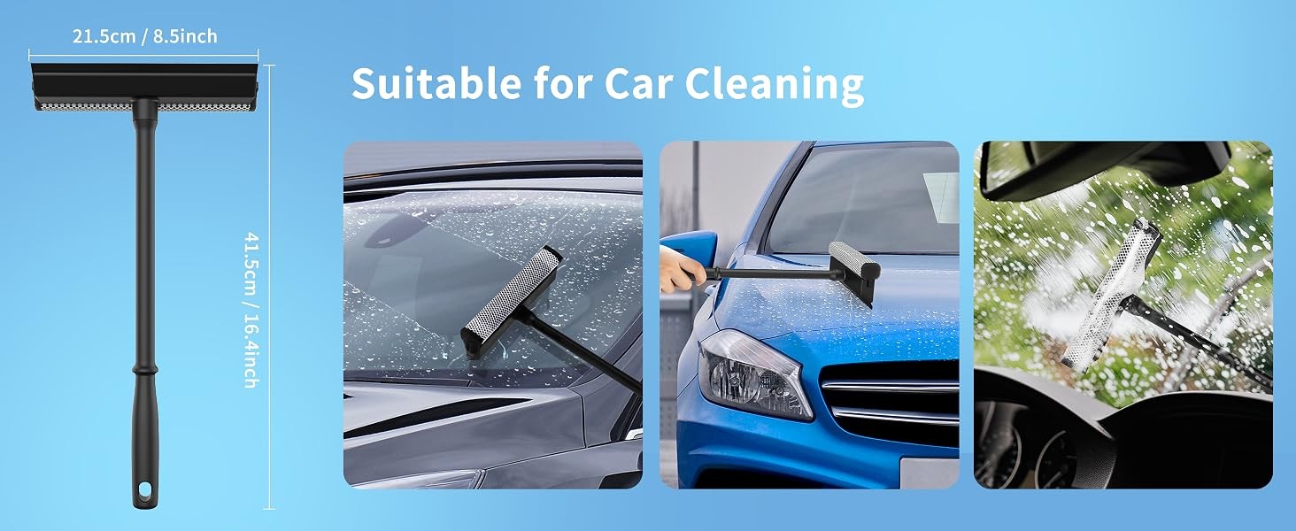 Professional 2-in-1 Car Window Squeegee and Sponge Scrubber for Cleaning and