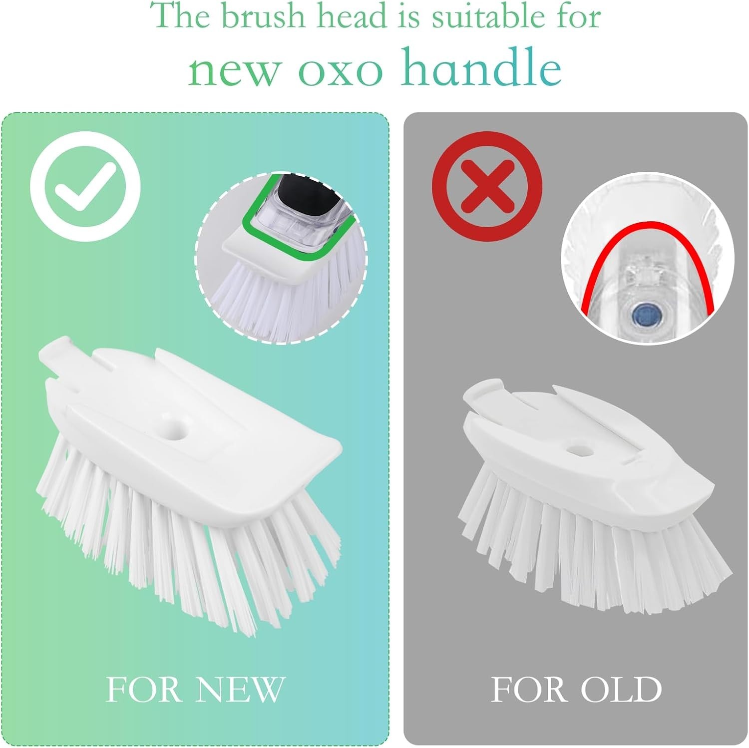 Dish Brush Refill, 4 Pack Dish Brush Replacement Head for OXO Dish Brush, Brush