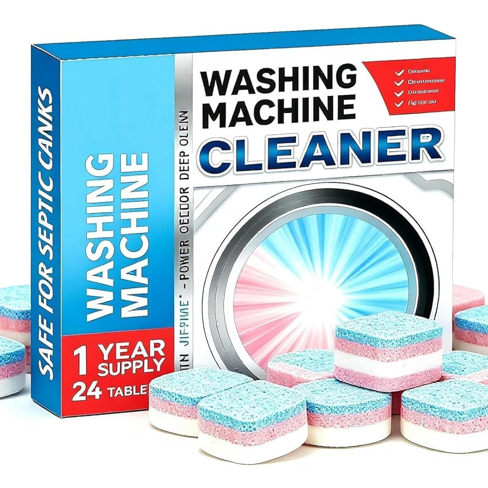 Washing Machine Cleaner Descaler Tablets, 24 Count (1 Year Supply) – Powerful…