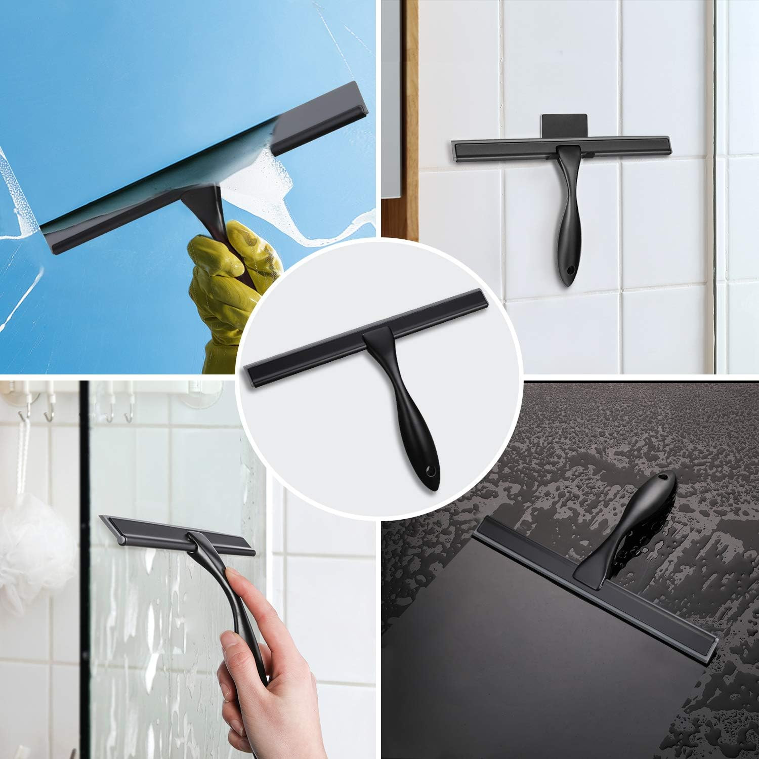 HIWARE All-Purpose Shower Squeegee for Shower Doors, Bathroom, Window and Car Gl