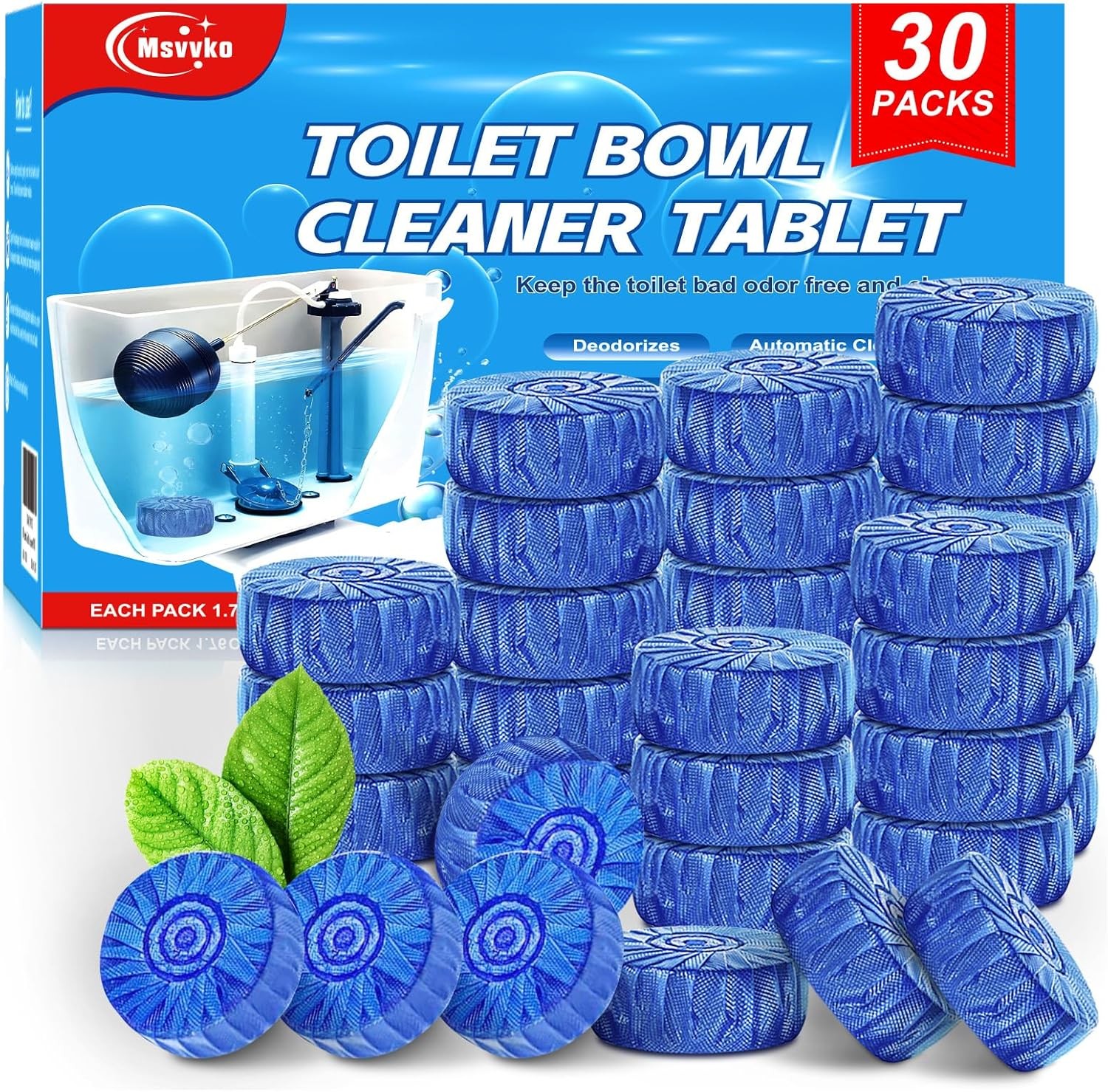 Automatic Toilet Bowl Cleaner Tablets, Bathroom Toilet Tank Cleaner – (30 Tabs).