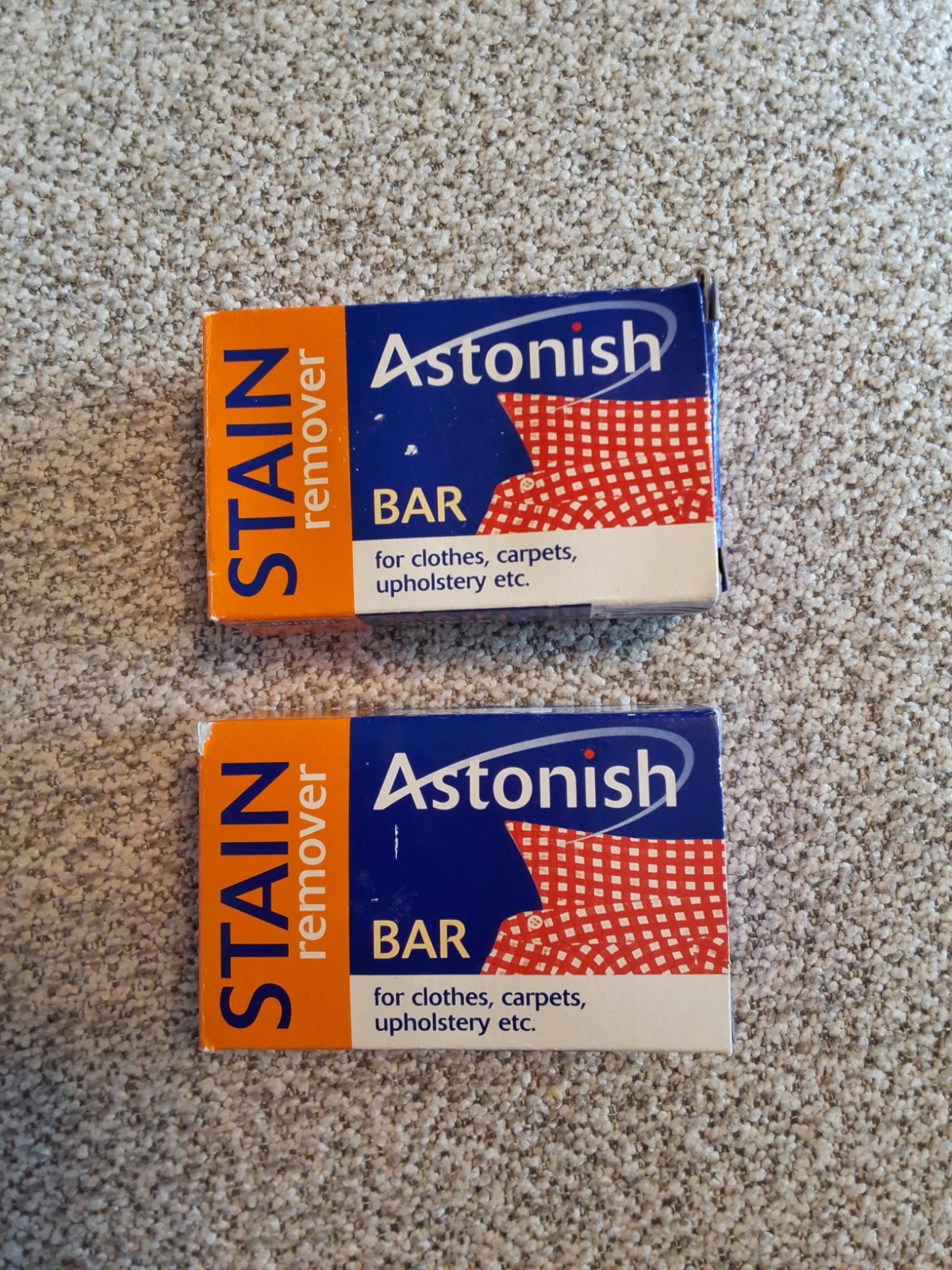 2x Astonish Stain Remover Bar Clothes Carpet Upholstery Pre Laundry Fabric 75g.