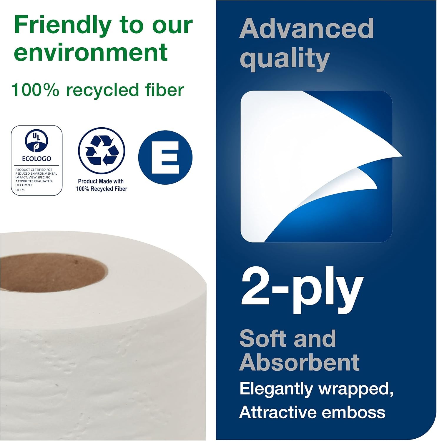 Tork Advanced Toilet Paper Roll, White, Compatible with T24 Dispensers, 2-ply,