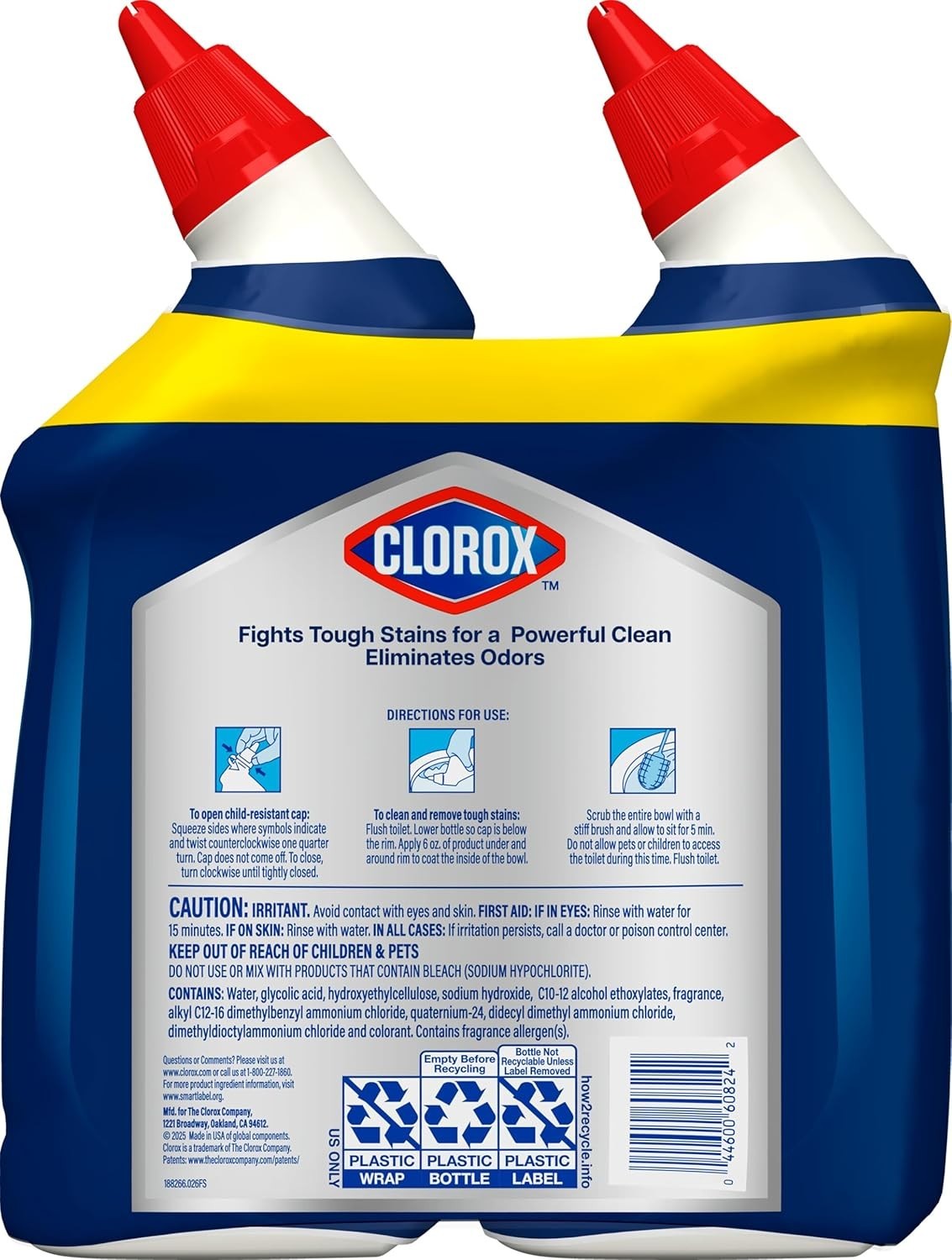 Toilet Bowl Cleaner with Deodorizing Arctic Clean Scent – Pack of 2, 24 Fl Oz