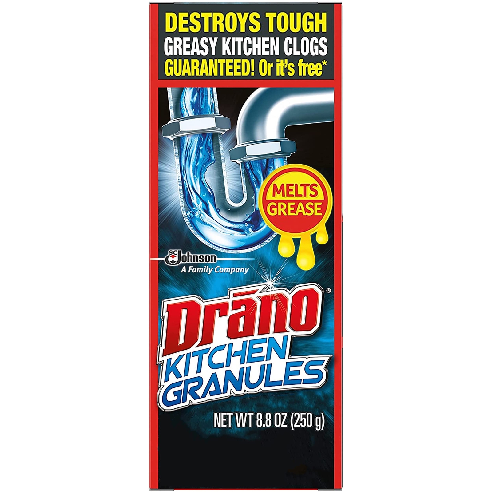 Drano Kitchen Granules Clog Remover, Destroy Tough Clogs, 8.8 oz