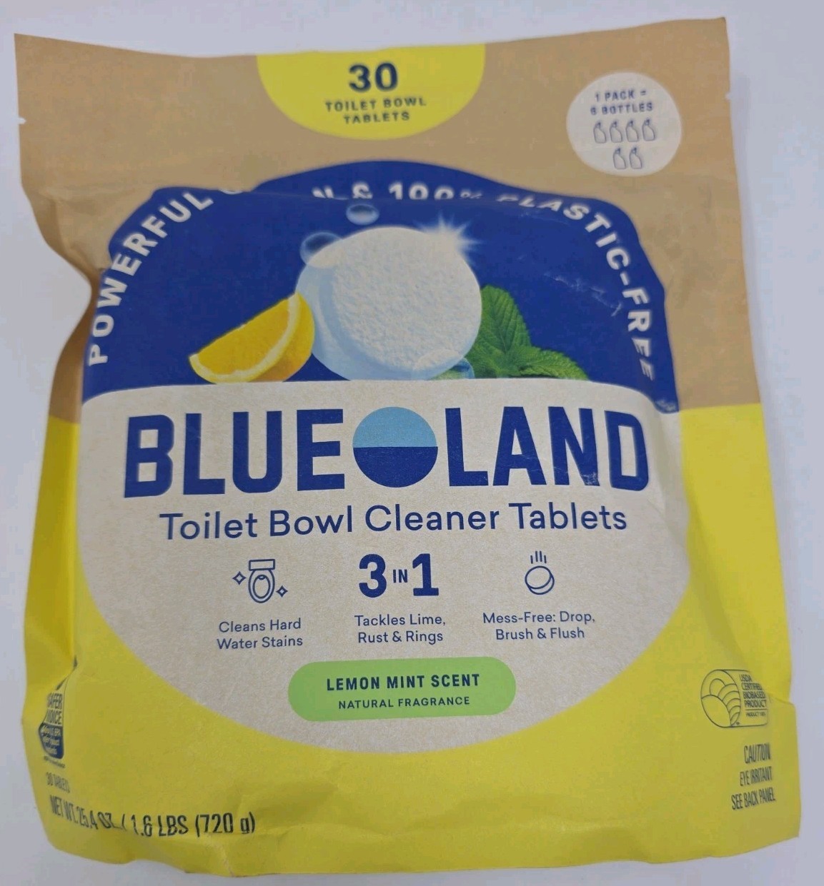 Blueland Toilet Bowl Cleaner Tablets, Lemon Mint, 30-count