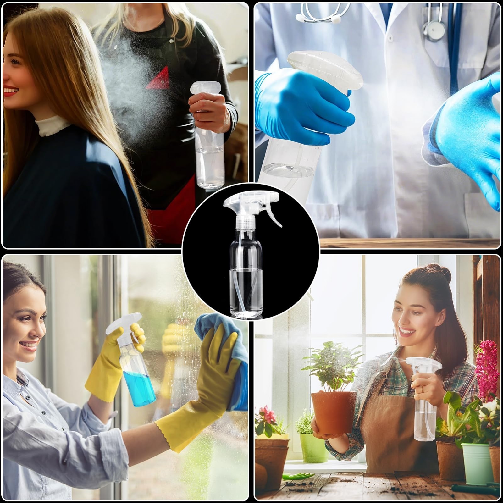 4 Pack 8.8oz Empty Plastic Spray Bottles – Heavy Duty for Cleaning, Cooking & Ha