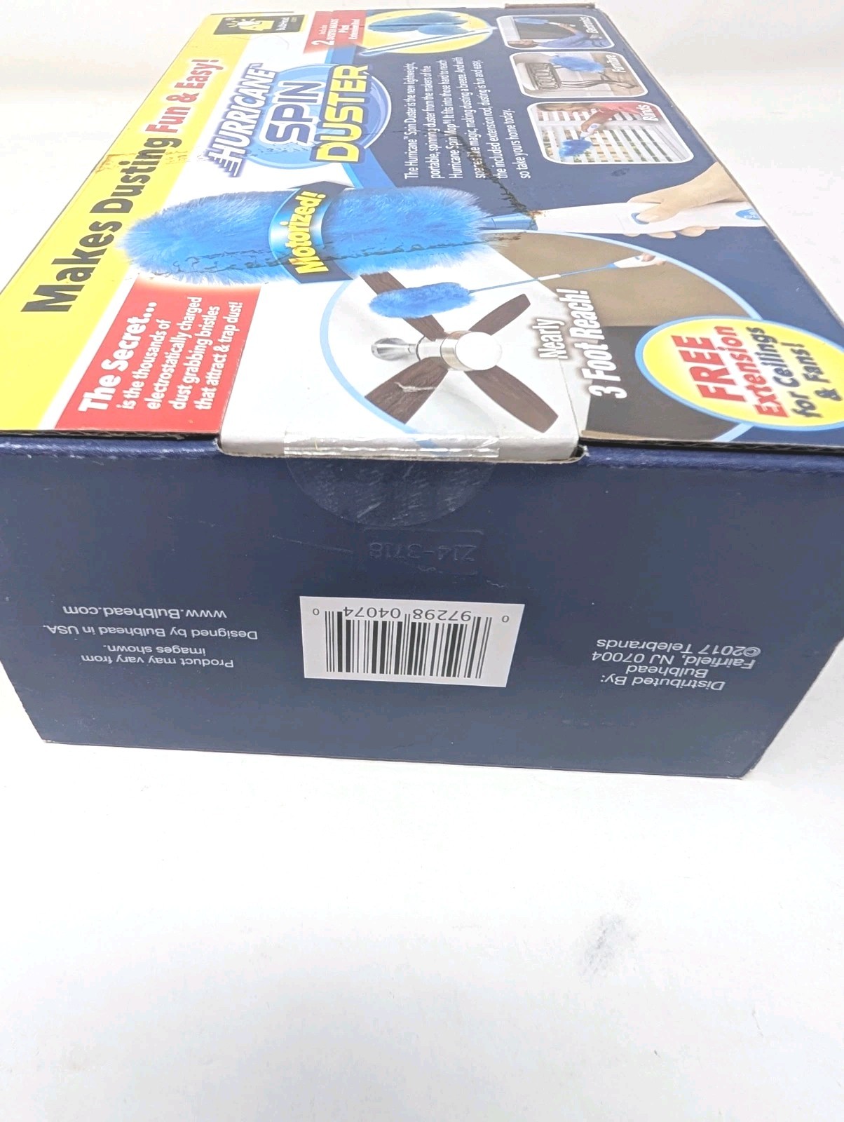 Hurricane Spin Duster Motorized Dust Wand w/ Extension for Ceilings & Fans NOS