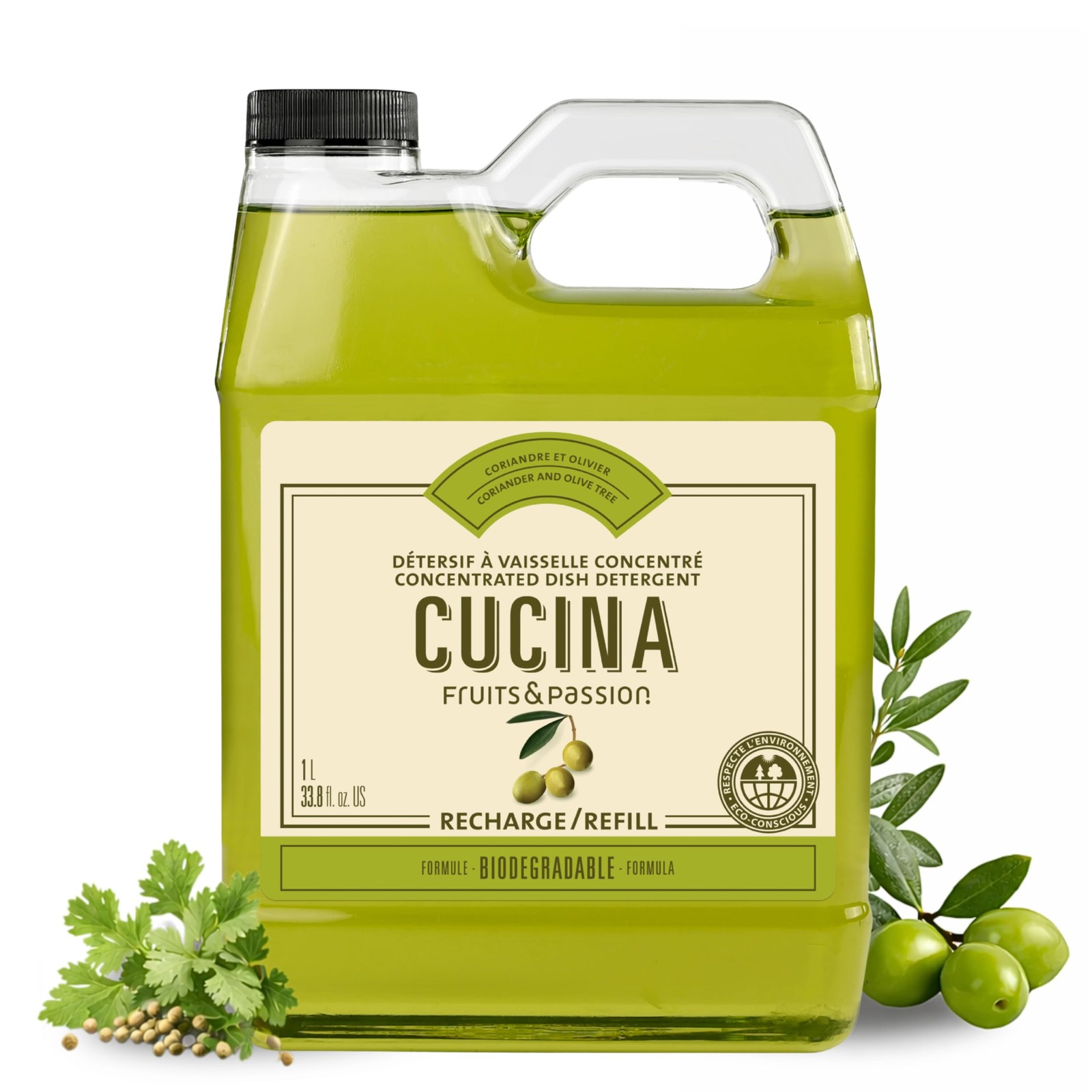 CUCINA Dish Detergent Refills – 34 fl. oz.- Coriander and Olive Tree