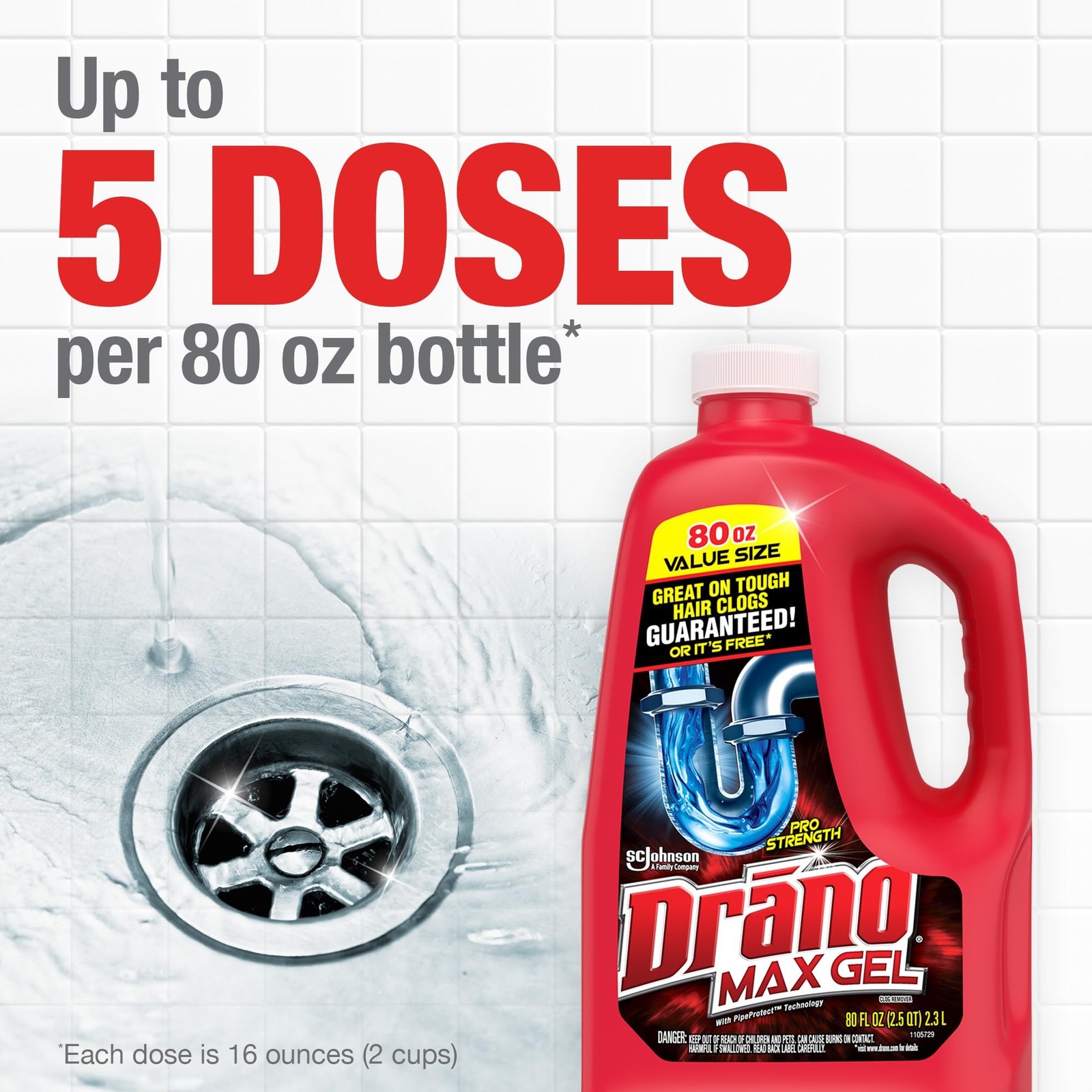 2 Pack Drano Max Gel Drain Cleaner 160oz Heavy Duty Clog Remover Fast Acting NEW