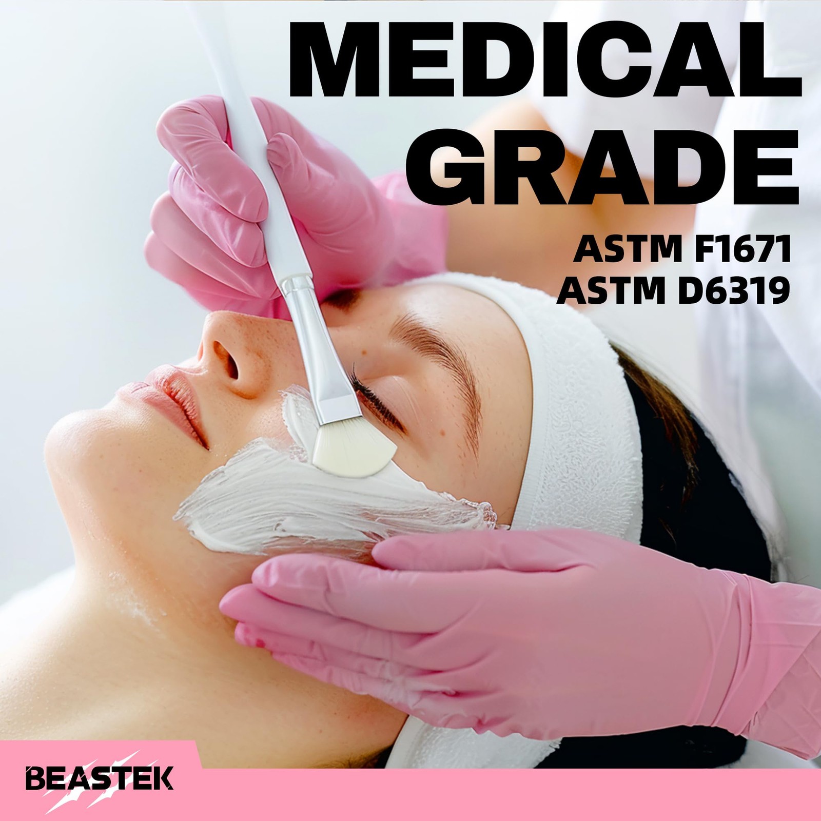 Beastek Nitrile Disposable Gloves, 4 mil Large, Large (Rose Quartz)