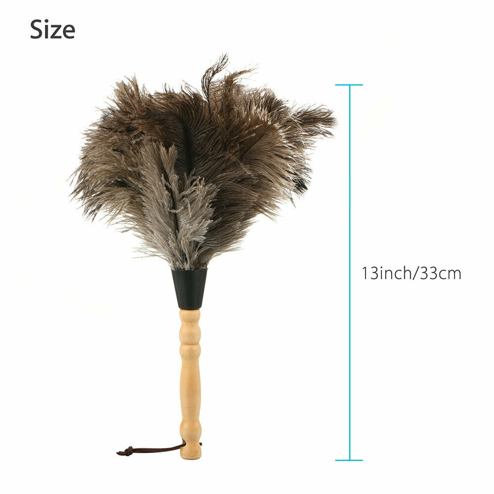 2PCS 13inch Ostrich Feather Duster Durable Dust collecting Cleaning Tool Gray`