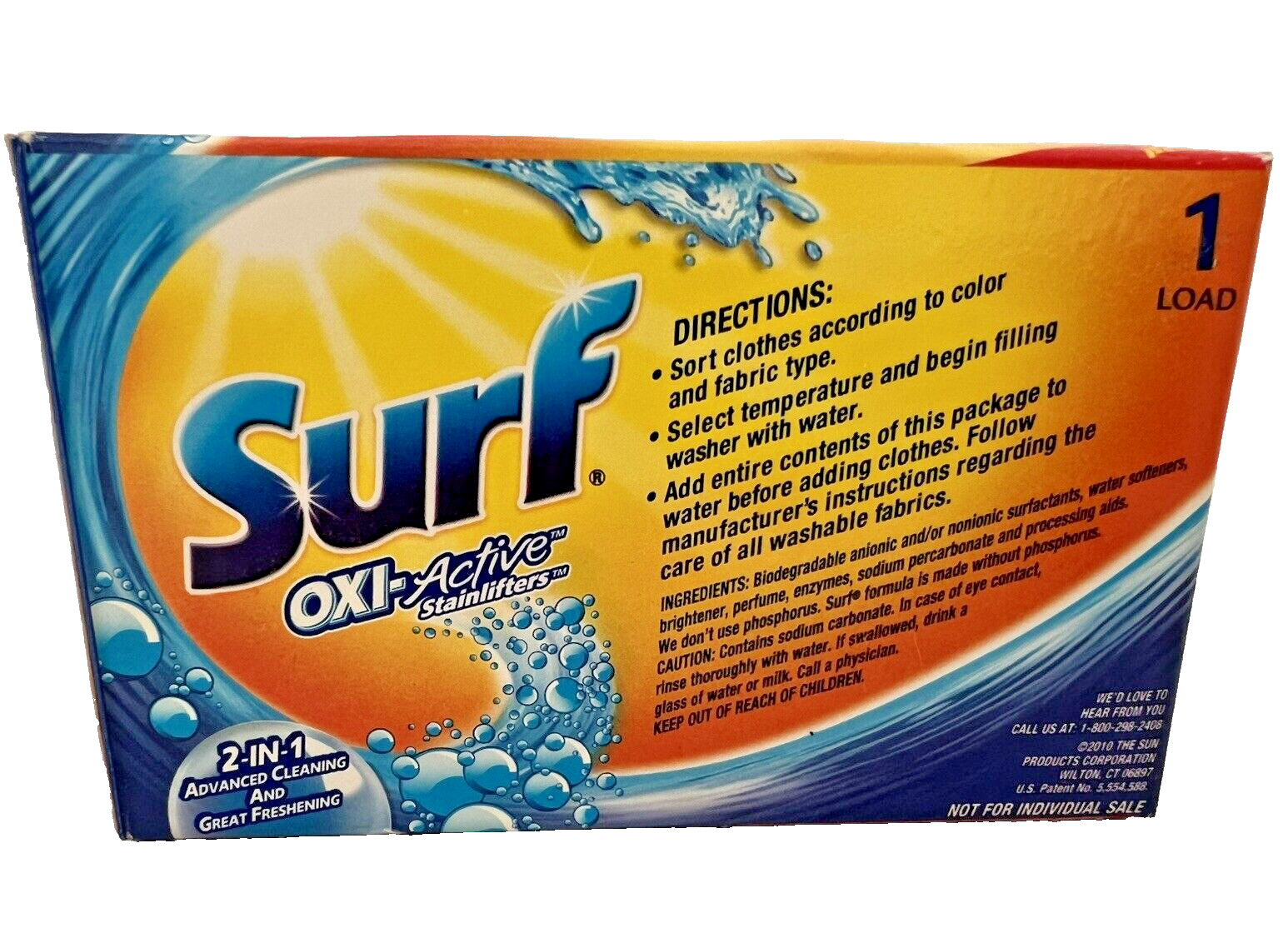 Surf OXI – Active Stain Lifters Waterfall Clean Laundry Detergent 1 Load 1.91oz