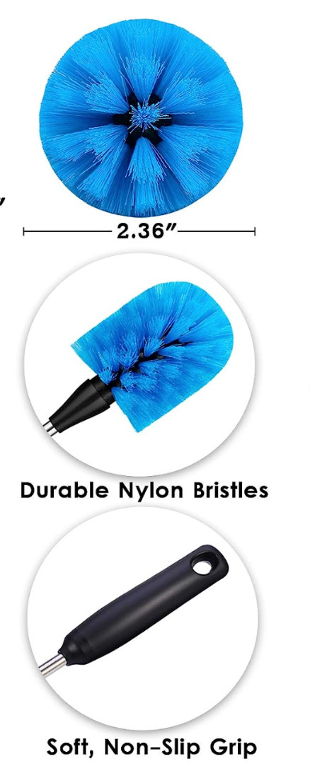 Stainless Steel Bottle Cleaning Brush Set Nylon Bristle, Long Handled, Versatile