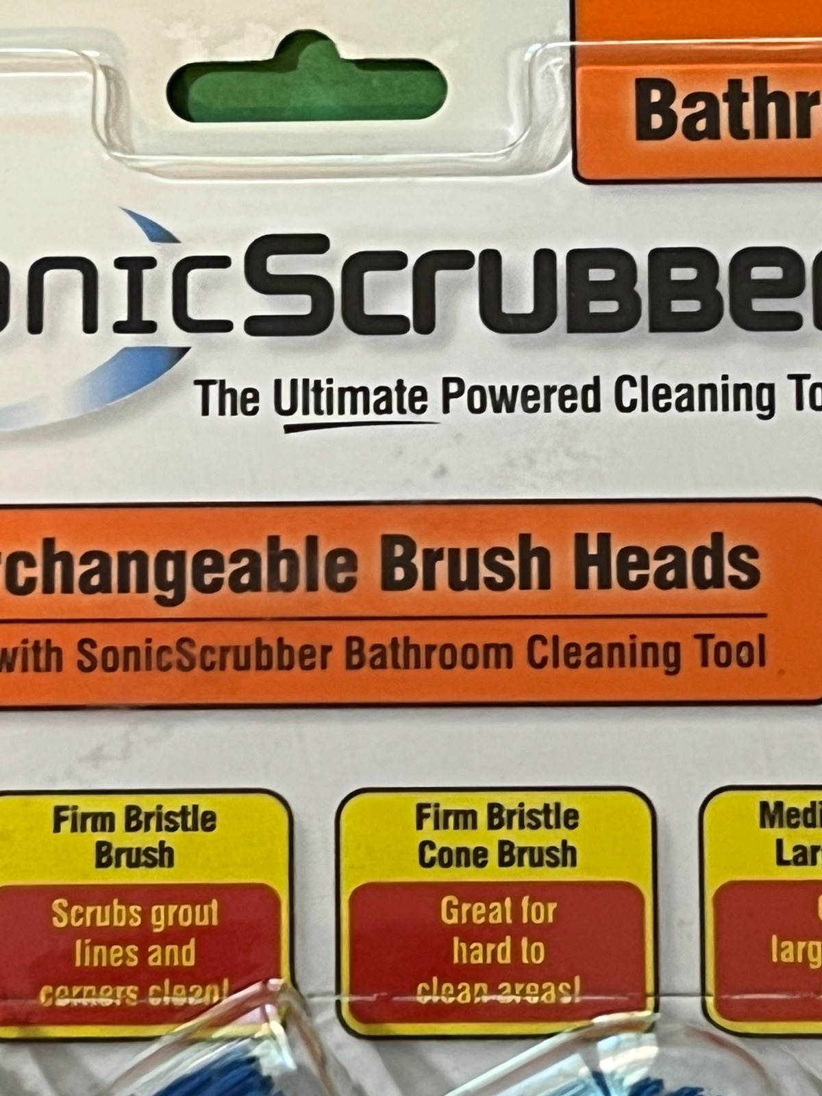 NEW! SonicScrubber Bathroom Cleaning 4 Interchangeable Brush Heads Tools Power
