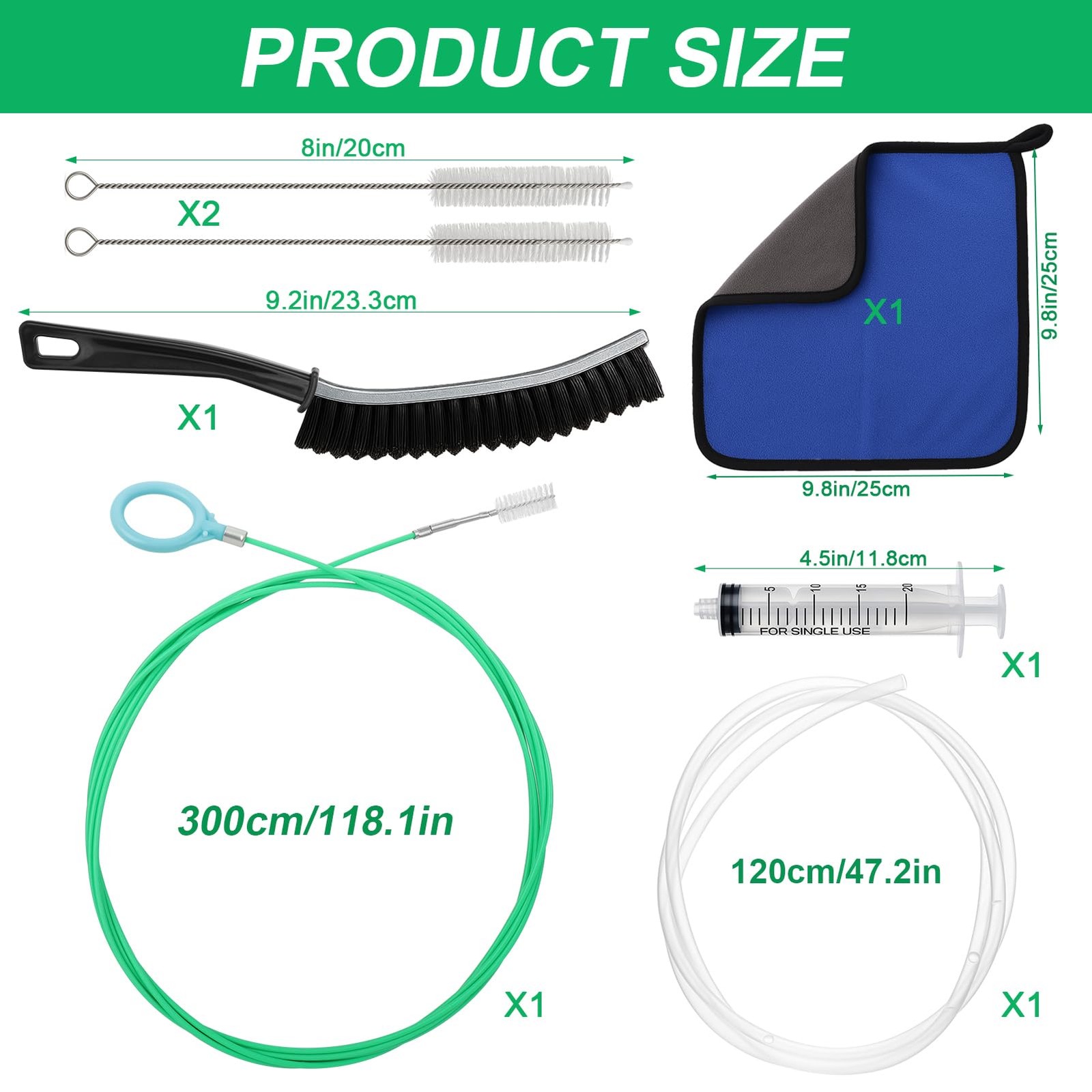 Sunroof Drain Cleaning Tool 118in Extra Long Flexible Tube Cleaner Brush Kit