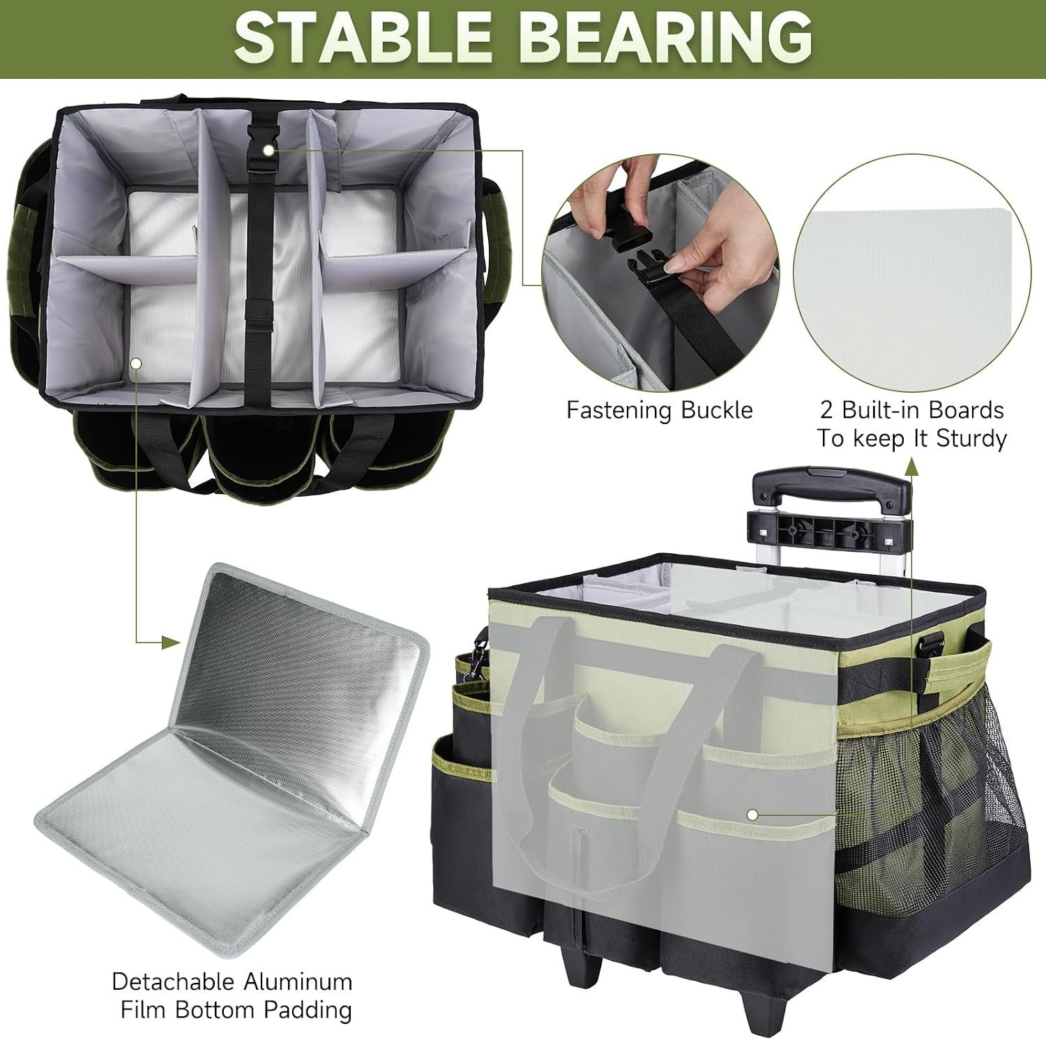 Water-Resistant Large Rolling Cleaning Bag with Ergonomic Trolley & Modern Style