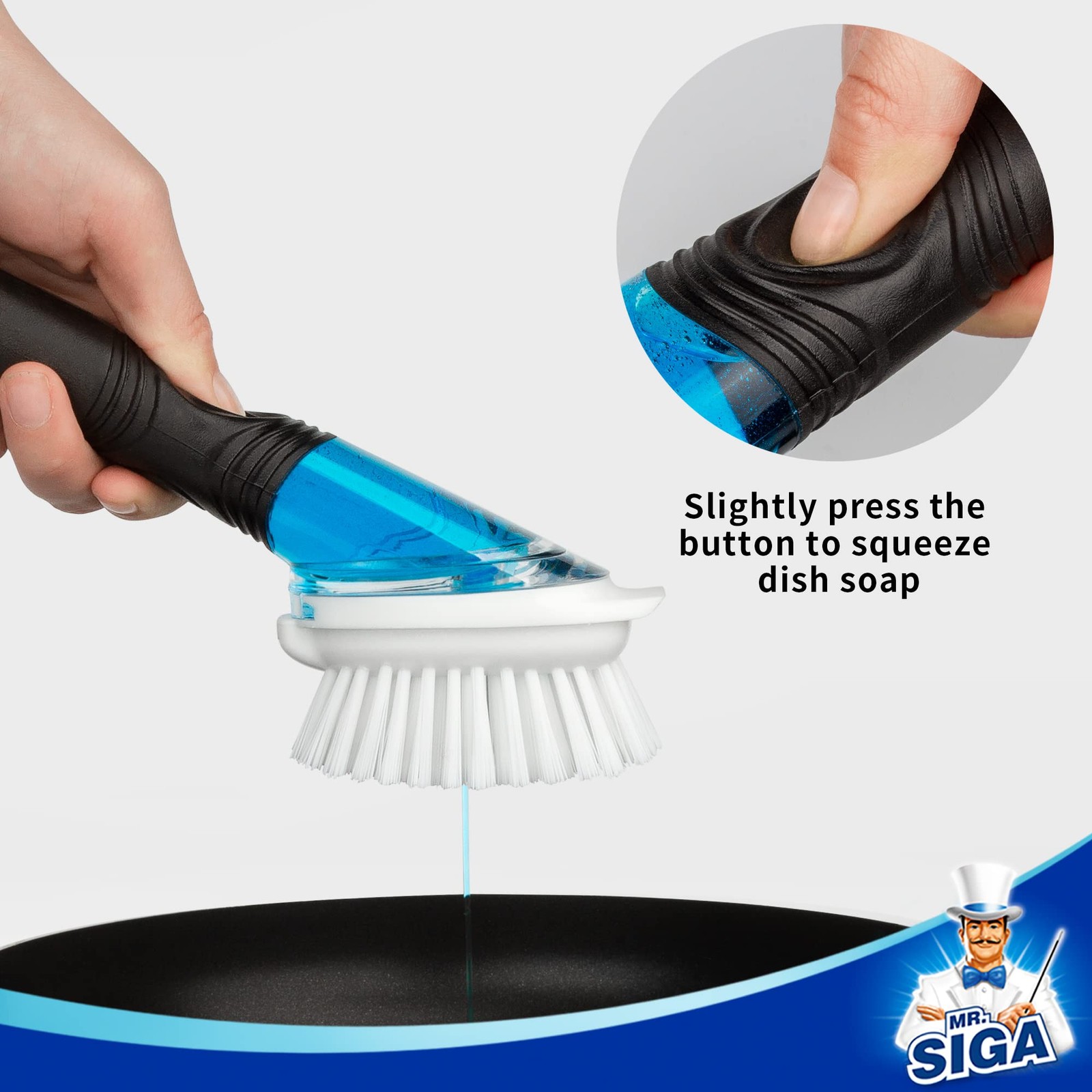 Soap Dispensing Dish Brush, Kitchen Brush for Pot Pan Sink Cleaning