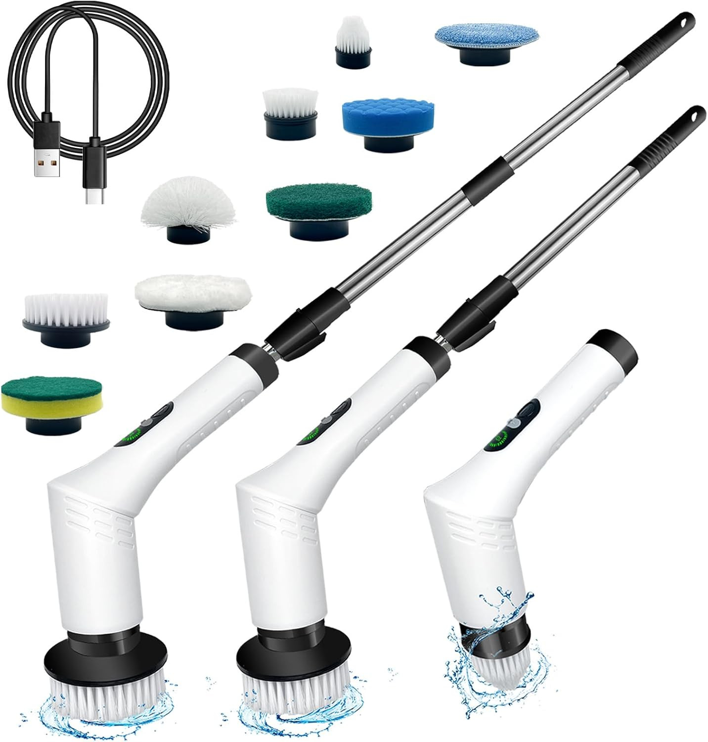 Spin Scrubber,9-In-1Multifunctional Cleaning Brush with Detachable Handle,9 Repl